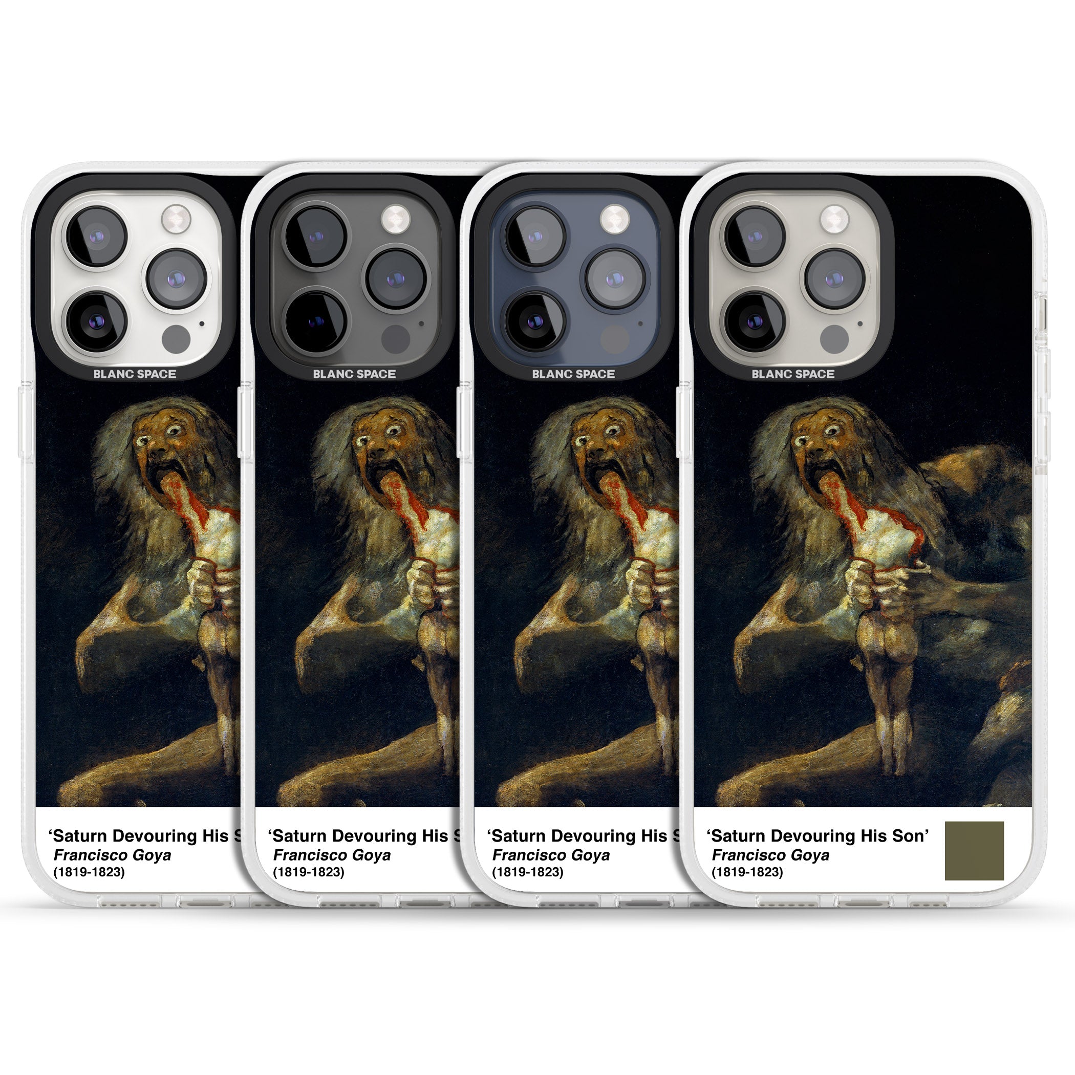 Saturn Devouring His Son iPhone 15 Pro Max / 15 Pro / 14 Pro Max / 14 Pro / 13 Pro Clear Case Impact Air - Blanc Space