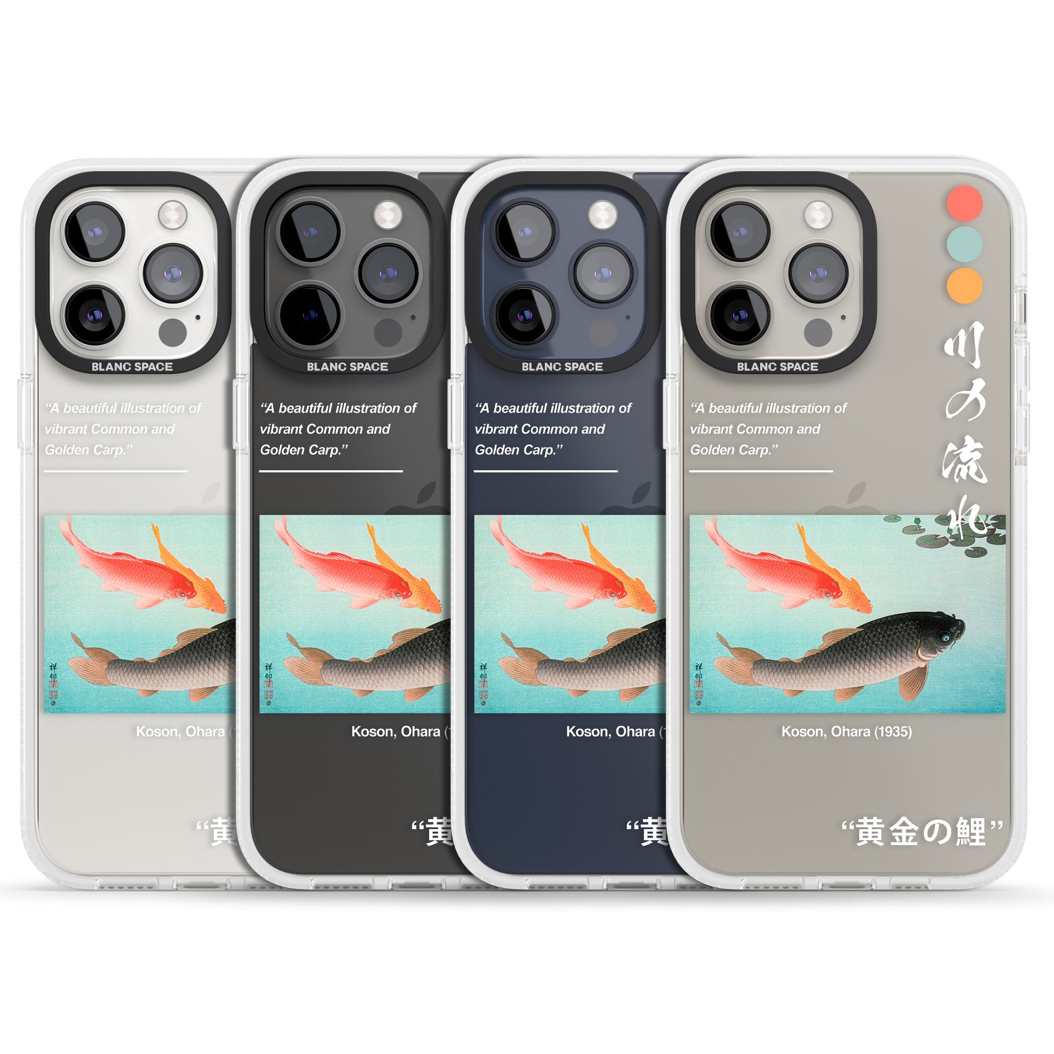 Golden Carp iPhone 15 Pro Max / 15 Pro / 14 Pro Max / 14 Pro / 13 Pro Clear Case Impact Air - Blanc Space