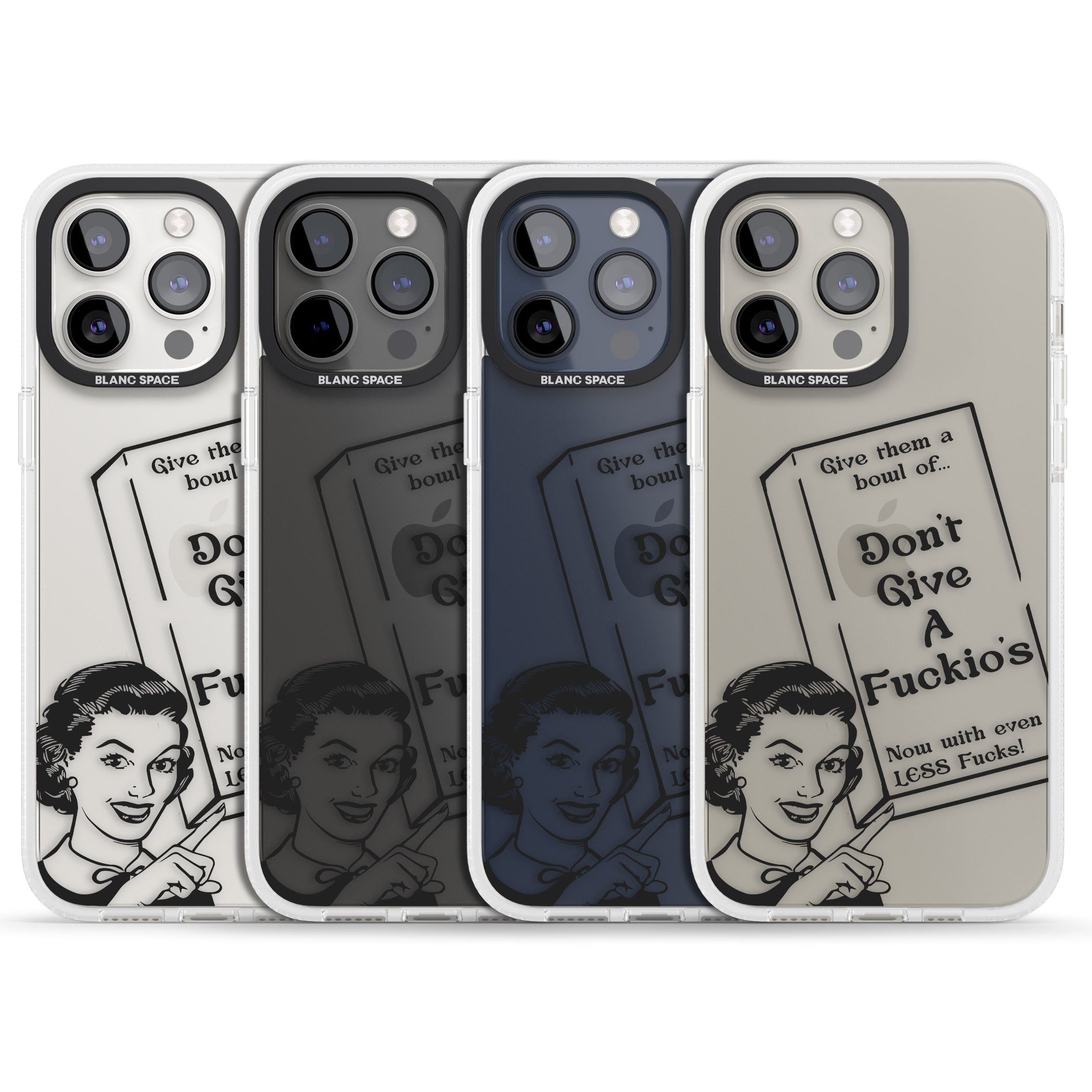 "Don't Give a F*ckio's" Cereal iPhone 15 Pro Max / 15 Pro / 14 Pro Max / 14 Pro / 13 Pro Clear Case Impact Air - Blanc Space