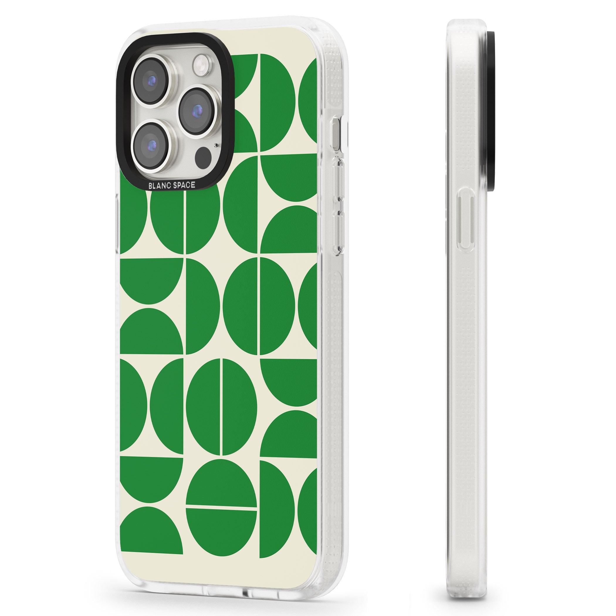 Retro Green Circles iPhone 15 Pro Max / 15 Pro / 14 Pro Max / 14 Pro / 13 Pro Clear Case Impact Air - Blanc Space