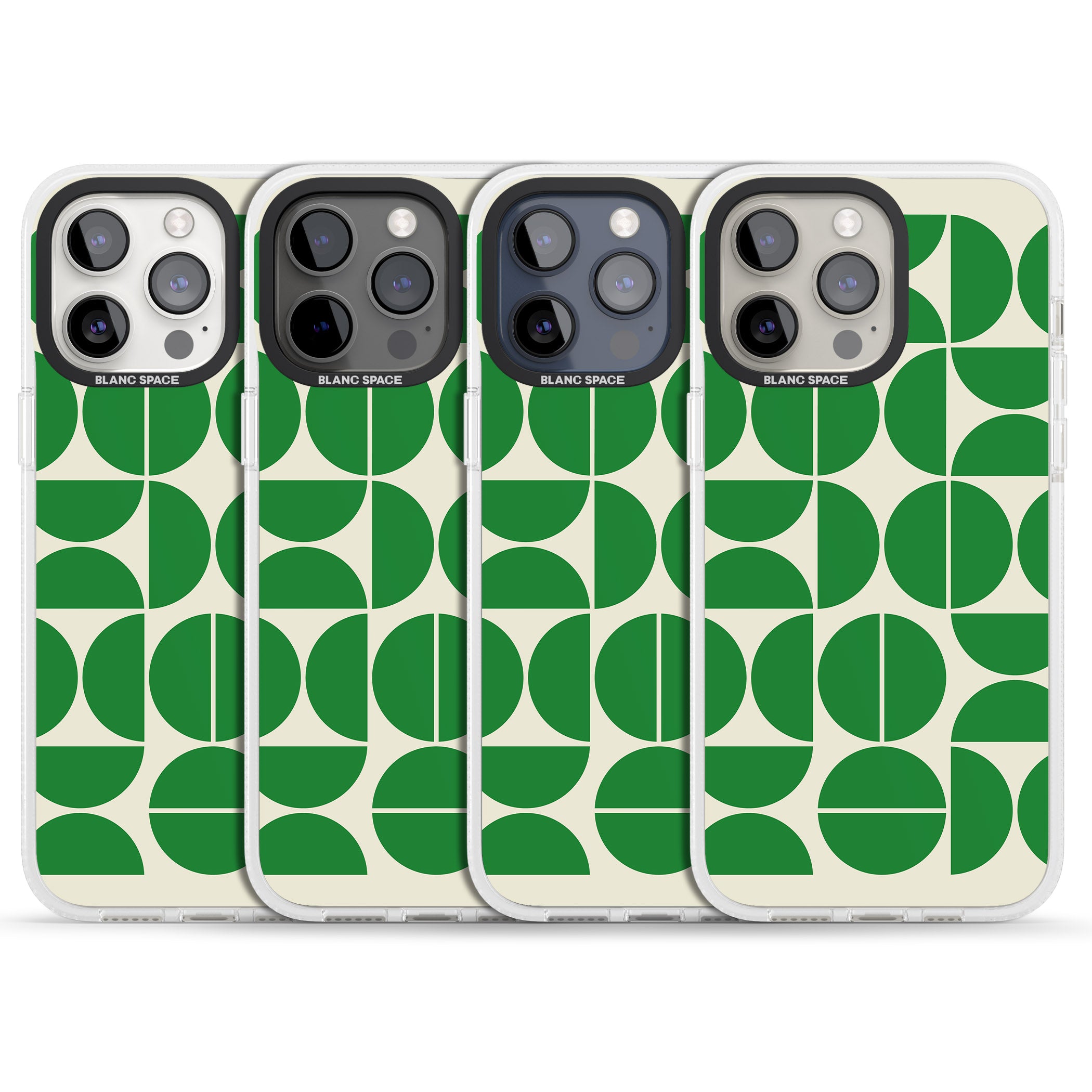 Retro Green Circles iPhone 15 Pro Max / 15 Pro / 14 Pro Max / 14 Pro / 13 Pro Clear Case Impact Air - Blanc Space