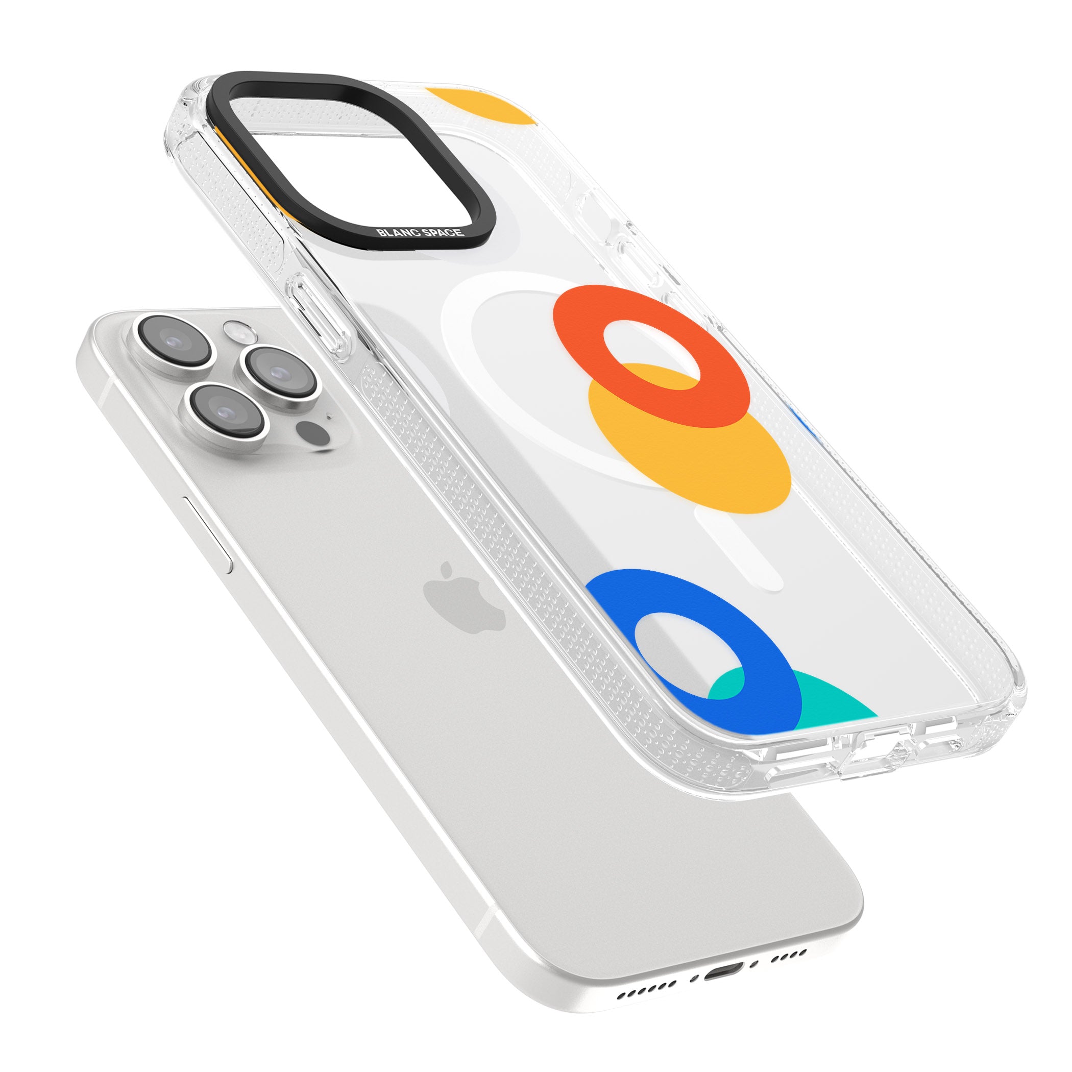 Abstract Mixed Circles iPhone 15 Pro Max / 15 Pro / 14 Pro Max / 14 Pro / 13 Pro Clear Case Impact Air - Blanc Space