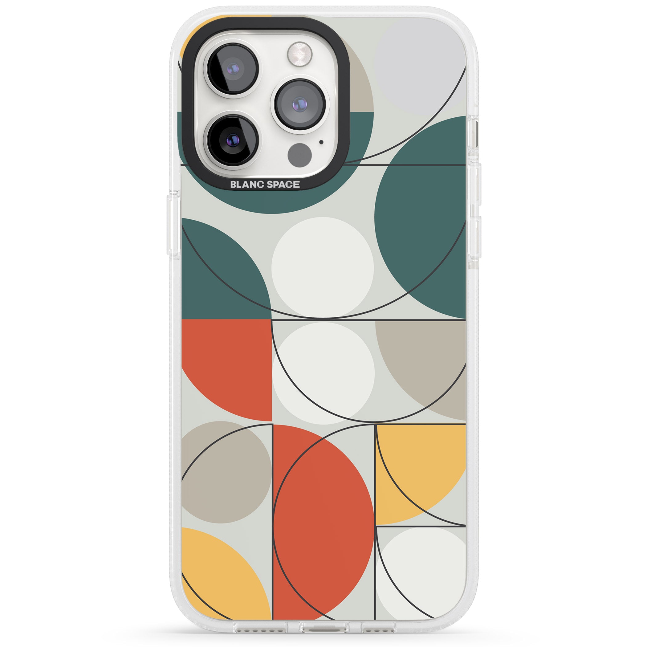 Abstract Half Circles iPhone 15 Pro Max / 15 Pro / 14 Pro Max / 14 Pro / 13 Pro Clear Case Impact Air - Blanc Space