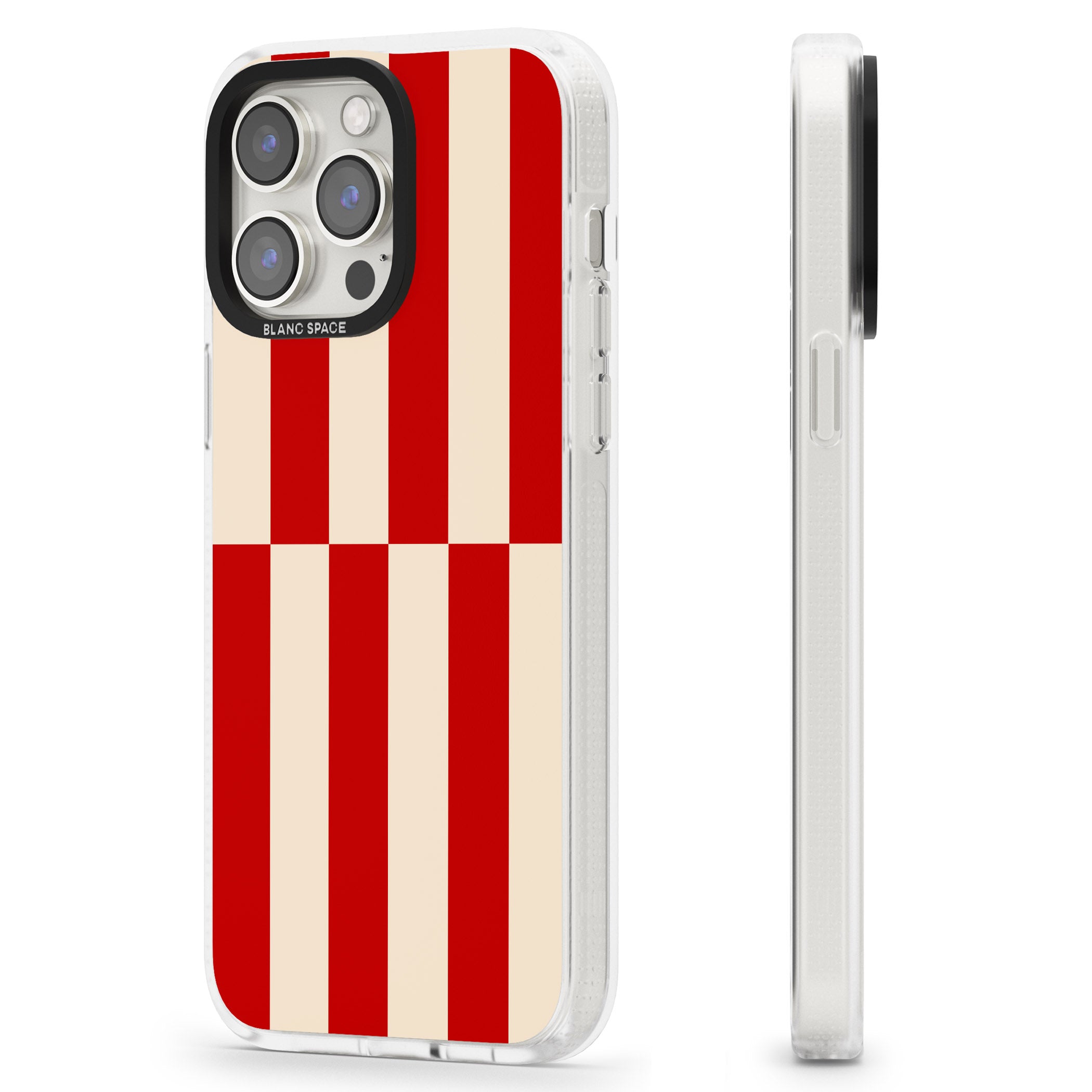 Retro Red Stripes iPhone 15 Pro Max / 15 Pro / 14 Pro Max / 14 Pro / 13 Pro Clear Case Impact Air - Blanc Space
