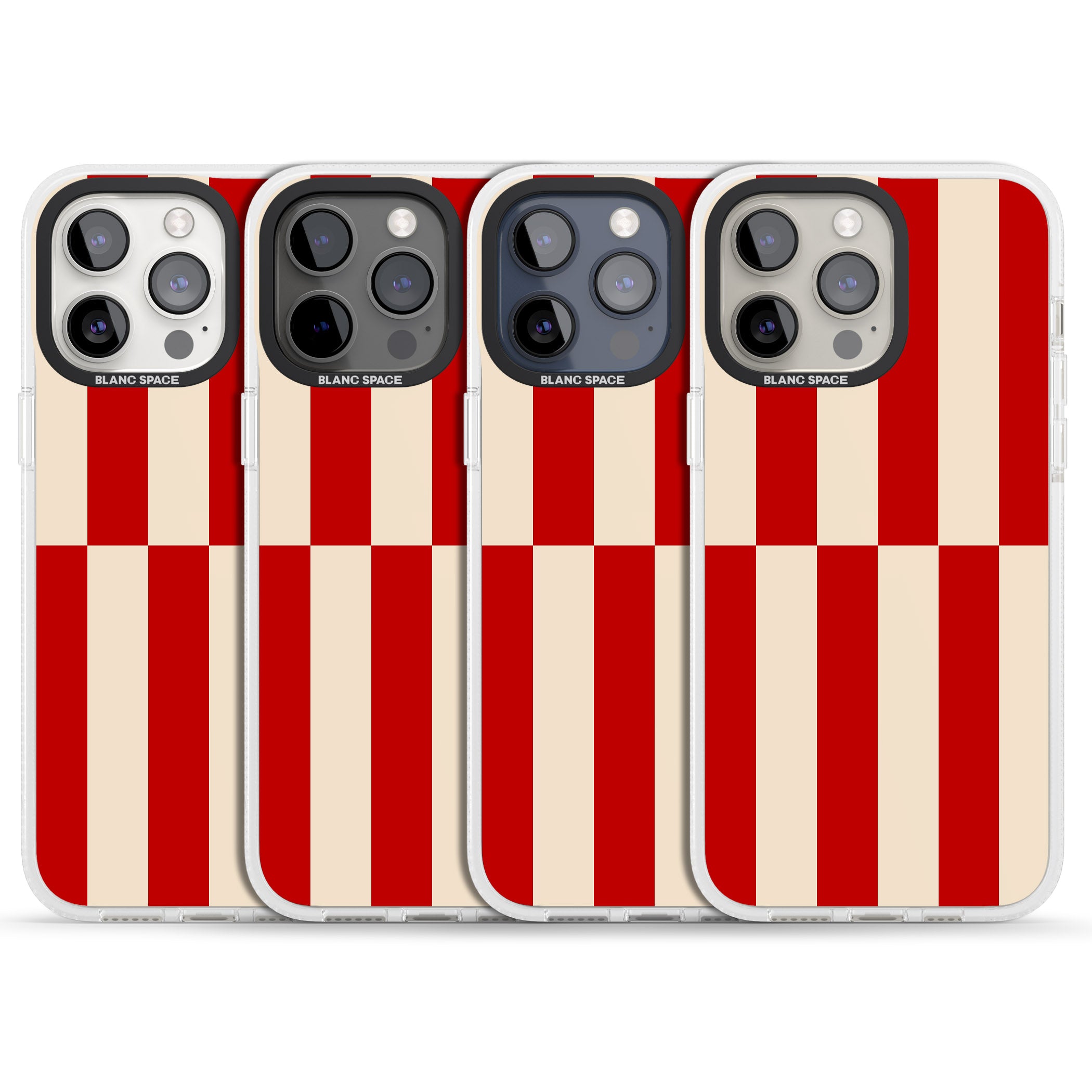 Retro Red Stripes iPhone 15 Pro Max / 15 Pro / 14 Pro Max / 14 Pro / 13 Pro Clear Case Impact Air - Blanc Space