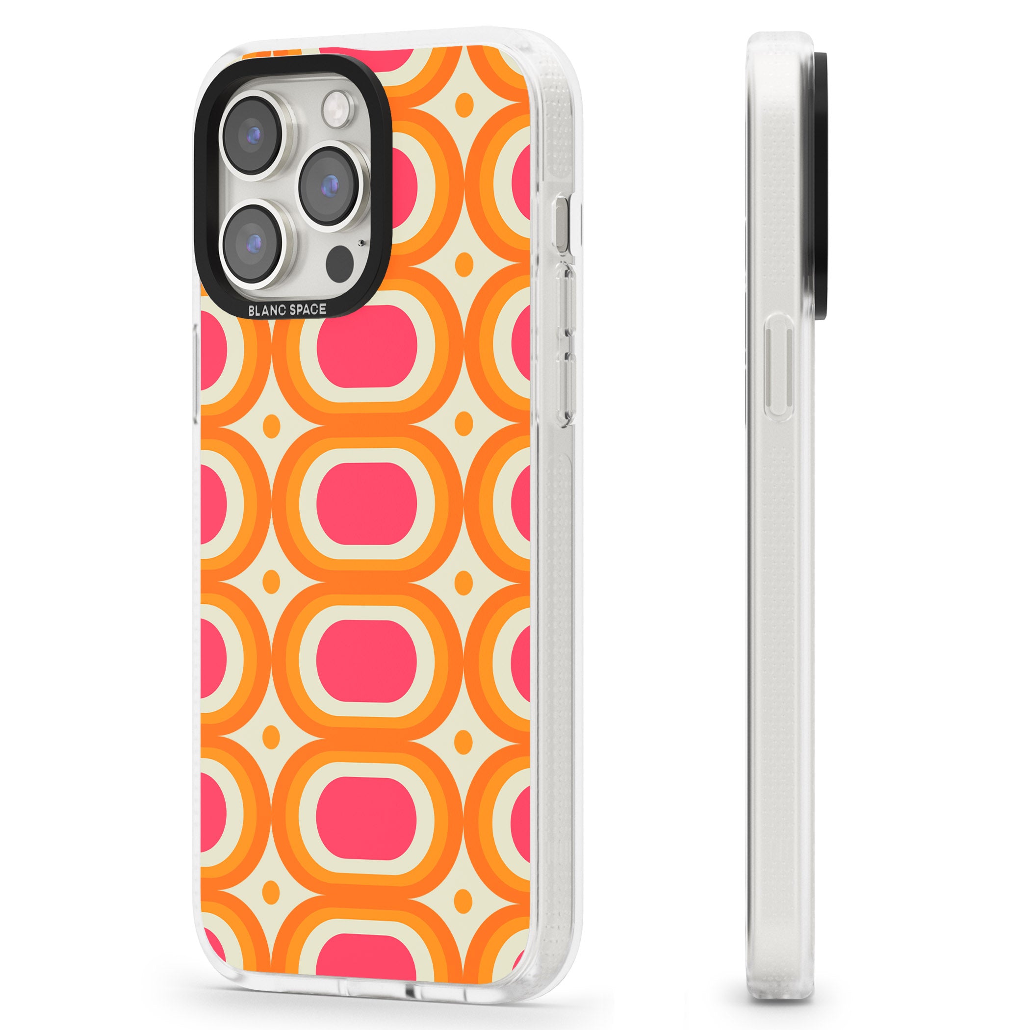 Groovy 60s Shape Pattern iPhone 15 Pro Max / 15 Pro / 14 Pro Max / 14 Pro / 13 Pro Clear Case Impact Air - Blanc Space