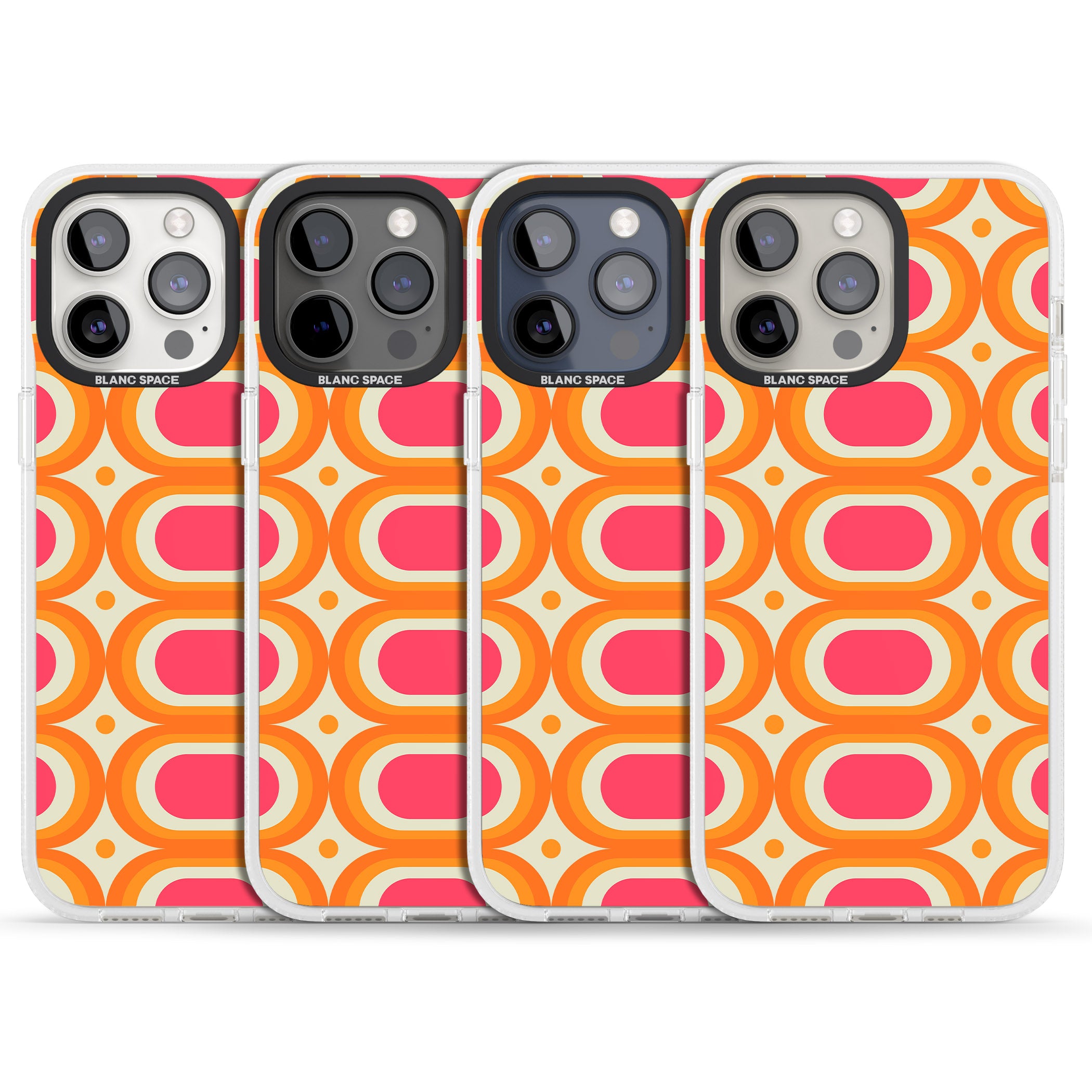 Groovy 60s Shape Pattern iPhone 15 Pro Max / 15 Pro / 14 Pro Max / 14 Pro / 13 Pro Clear Case Impact Air - Blanc Space