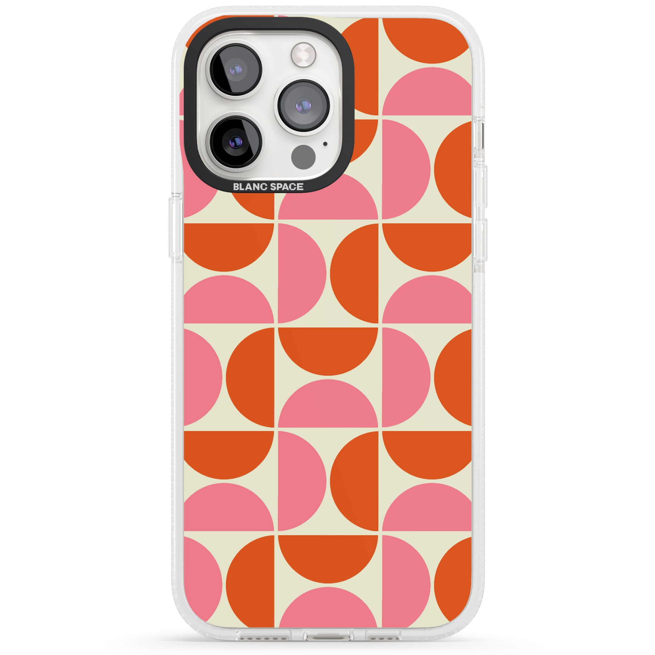 Retro Half-circle Pattern iPhone 15 Pro Max / 15 Pro / 14 Pro Max / 14 Pro / 13 Pro Clear Case Impact Air - Blanc Space