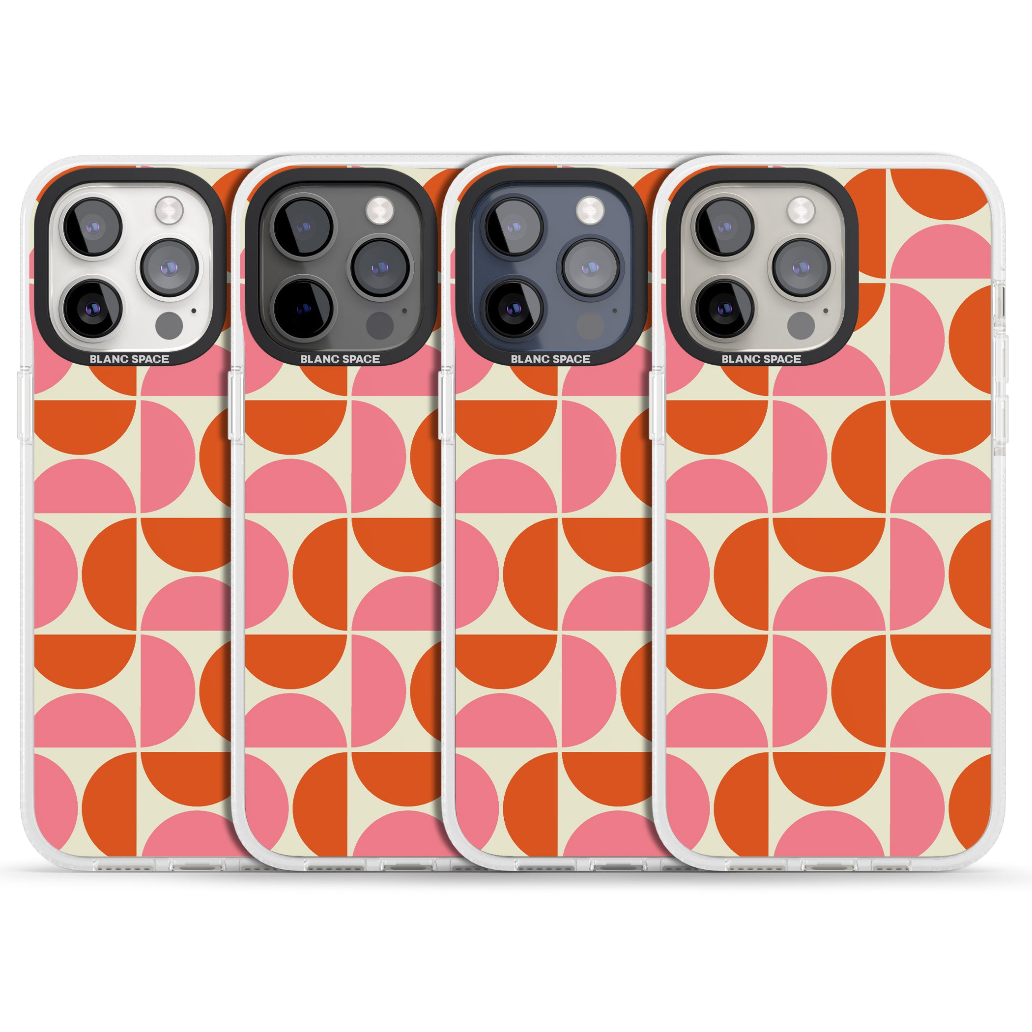 Retro Half-circle Pattern iPhone 15 Pro Max / 15 Pro / 14 Pro Max / 14 Pro / 13 Pro Clear Case Impact Air - Blanc Space