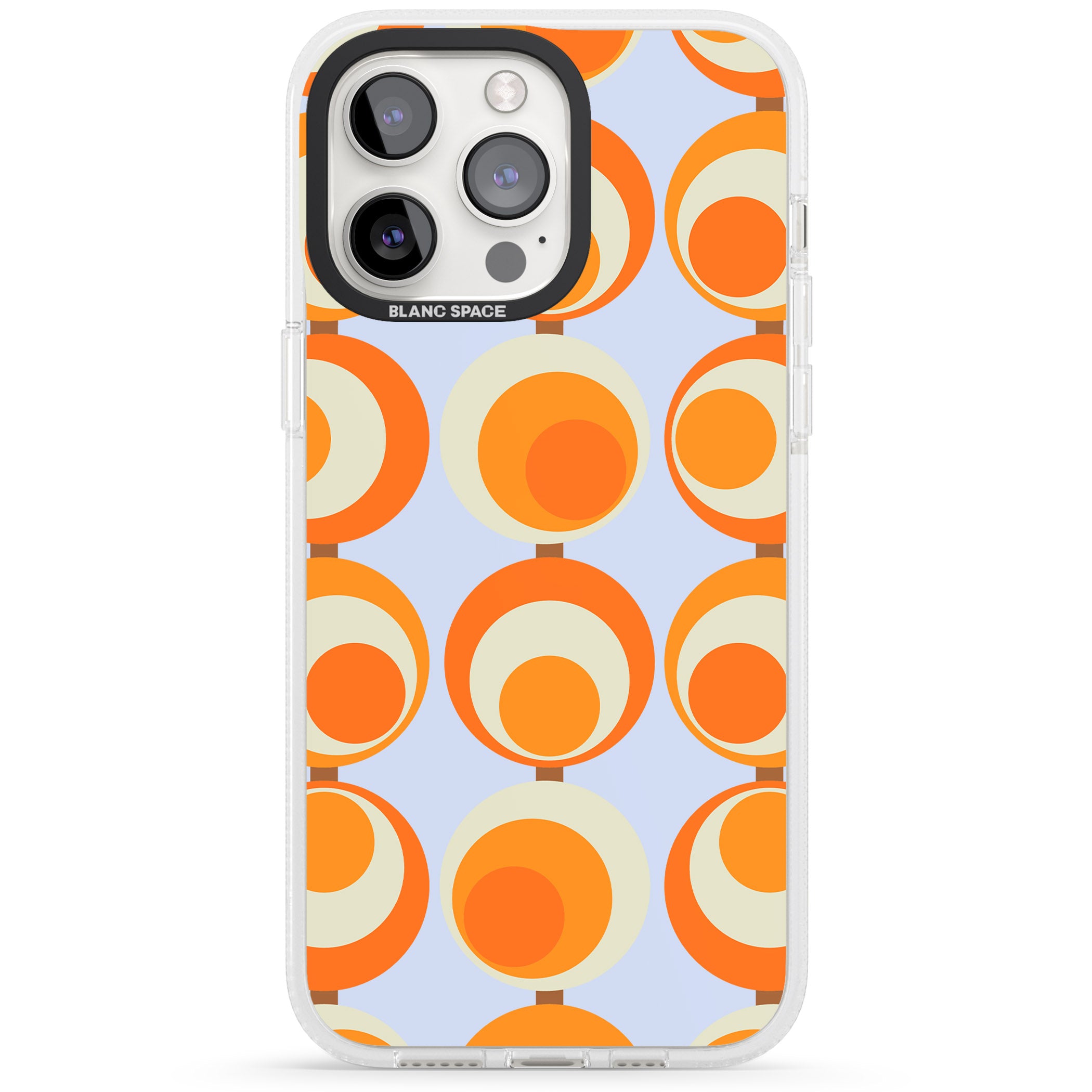 Mid-Century Blue & Orange Pattern iPhone 15 Pro Max / 15 Pro / 14 Pro Max / 14 Pro / 13 Pro Clear Case Impact Air - Blanc Space