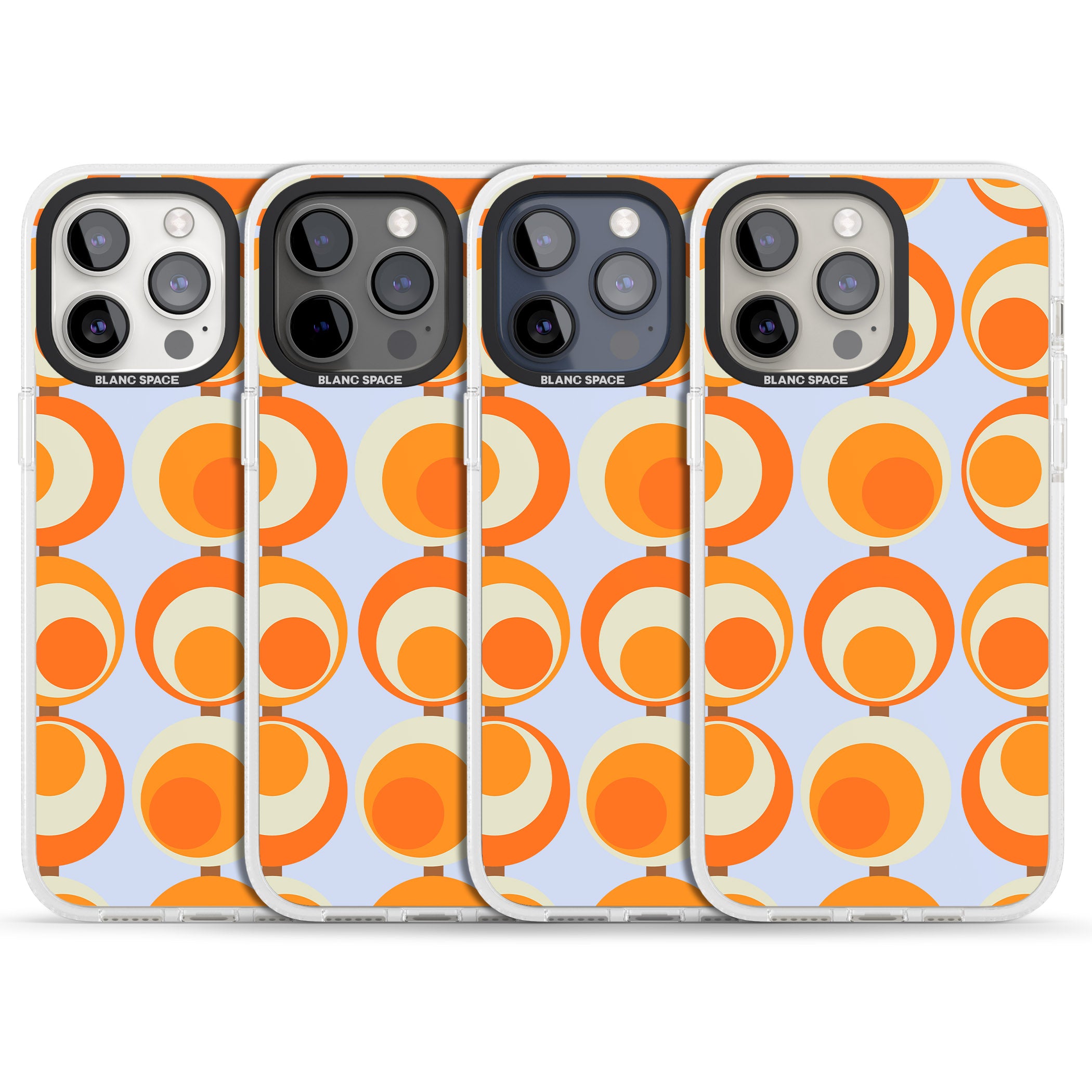 Mid-Century Blue & Orange Pattern iPhone 15 Pro Max / 15 Pro / 14 Pro Max / 14 Pro / 13 Pro Clear Case Impact Air - Blanc Space