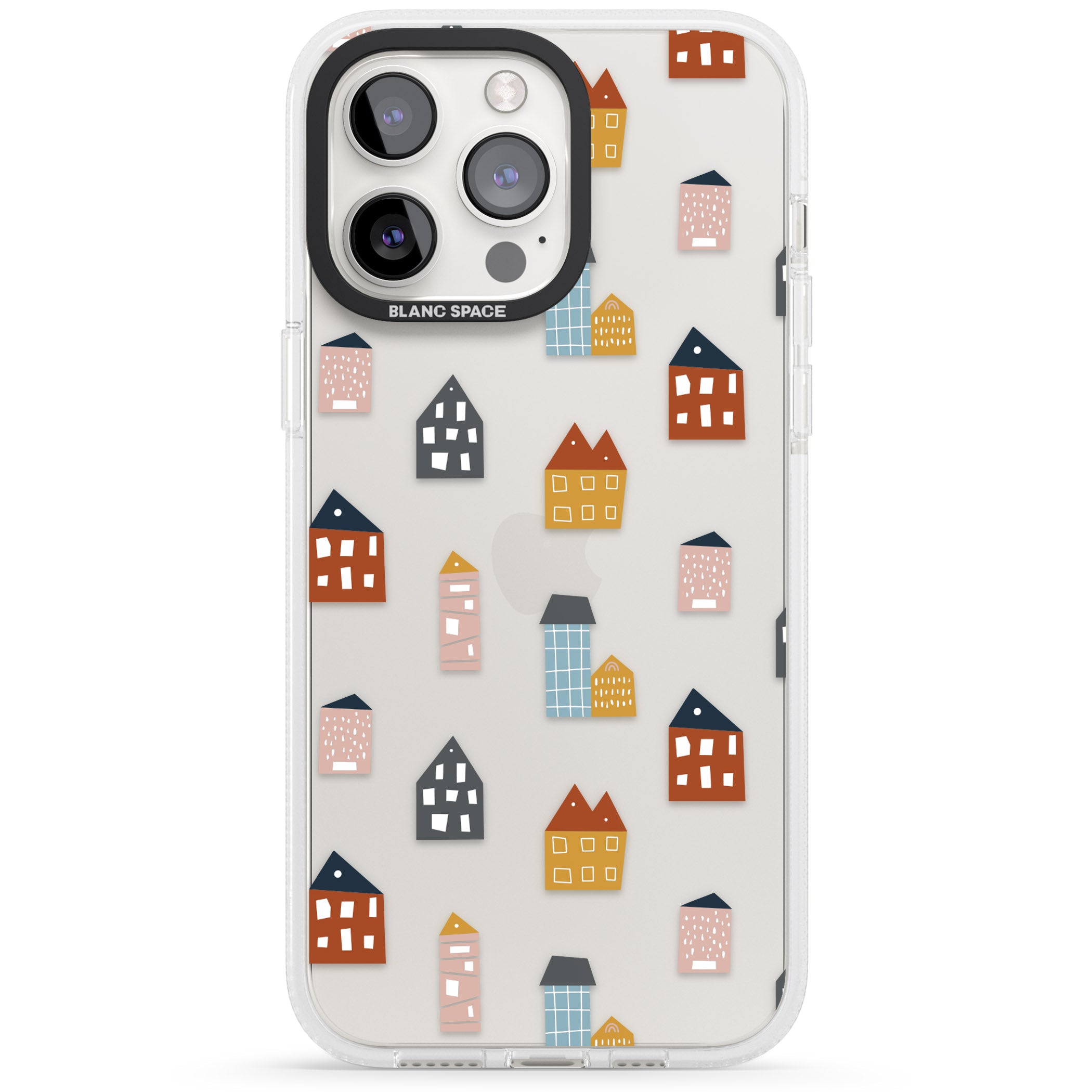 Cute Scandinavian Buildings iPhone 15 Pro Max / 15 Pro / 14 Pro Max / 14 Pro / 13 Pro Clear Case Impact Air - Blanc Space