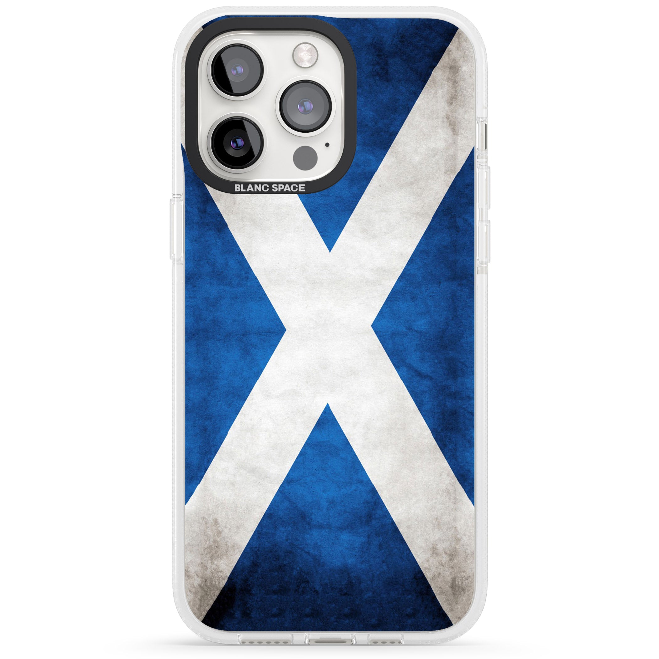 Scotland Saltire Flag iPhone 15 Pro Max / 15 Pro / 14 Pro Max / 14 Pro / 13 Pro Clear Case Impact Air - Blanc Space