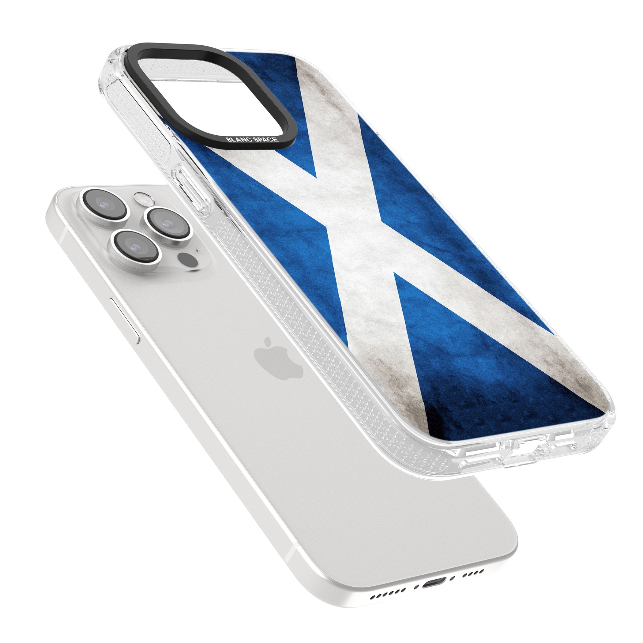 Scotland Saltire Flag iPhone 15 Pro Max / 15 Pro / 14 Pro Max / 14 Pro / 13 Pro Clear Case Impact Air - Blanc Space