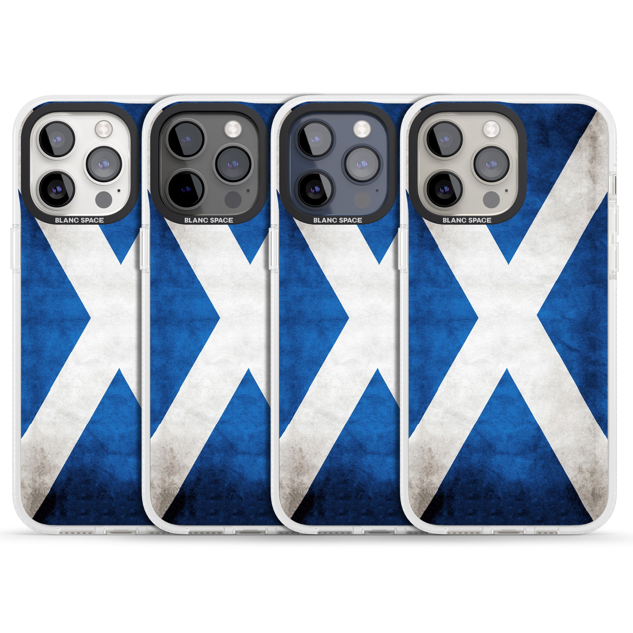 Scotland Saltire Flag iPhone 15 Pro Max / 15 Pro / 14 Pro Max / 14 Pro / 13 Pro Clear Case Impact Air - Blanc Space