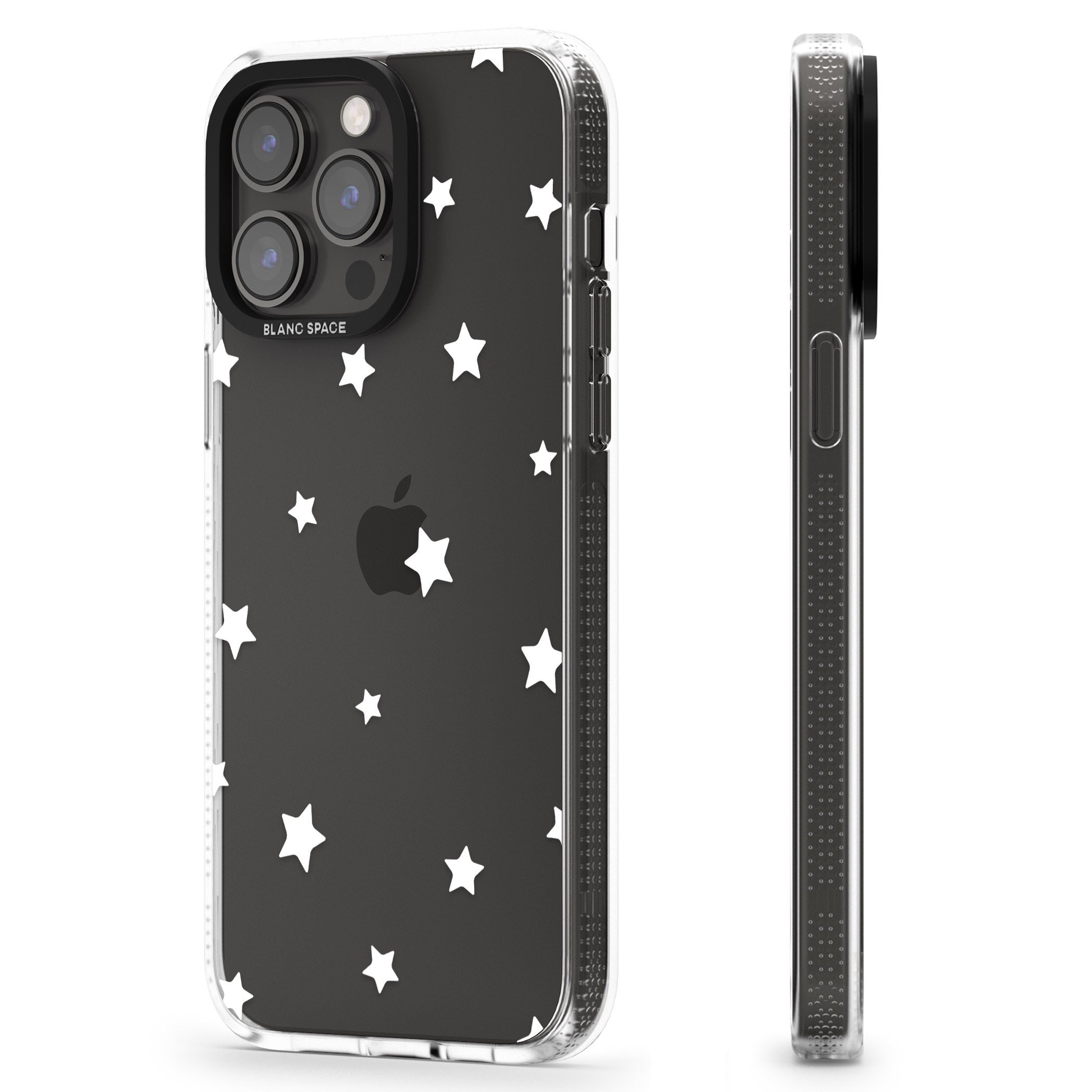 White Stars Pattern iPhone 15 Pro Max / 15 Pro / 14 Pro Max / 14 Pro / 13 Pro Clear Case Impact Air - Blanc Space