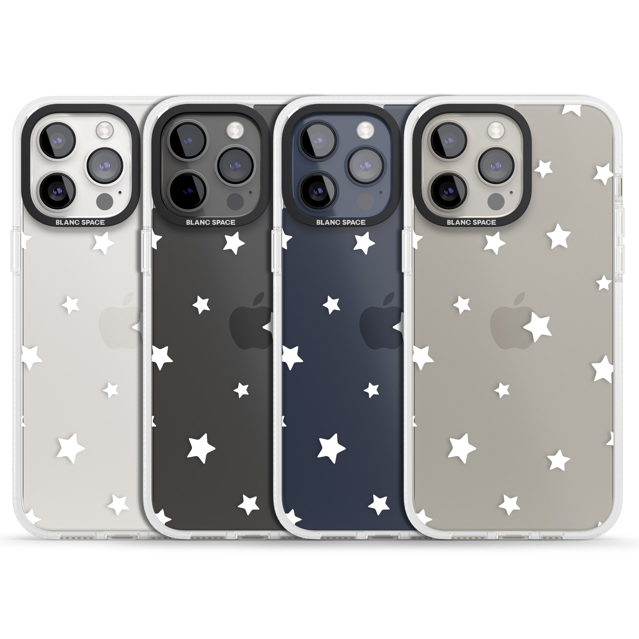 White Stars Pattern iPhone 15 Pro Max / 15 Pro / 14 Pro Max / 14 Pro / 13 Pro Clear Case Impact Air - Blanc Space