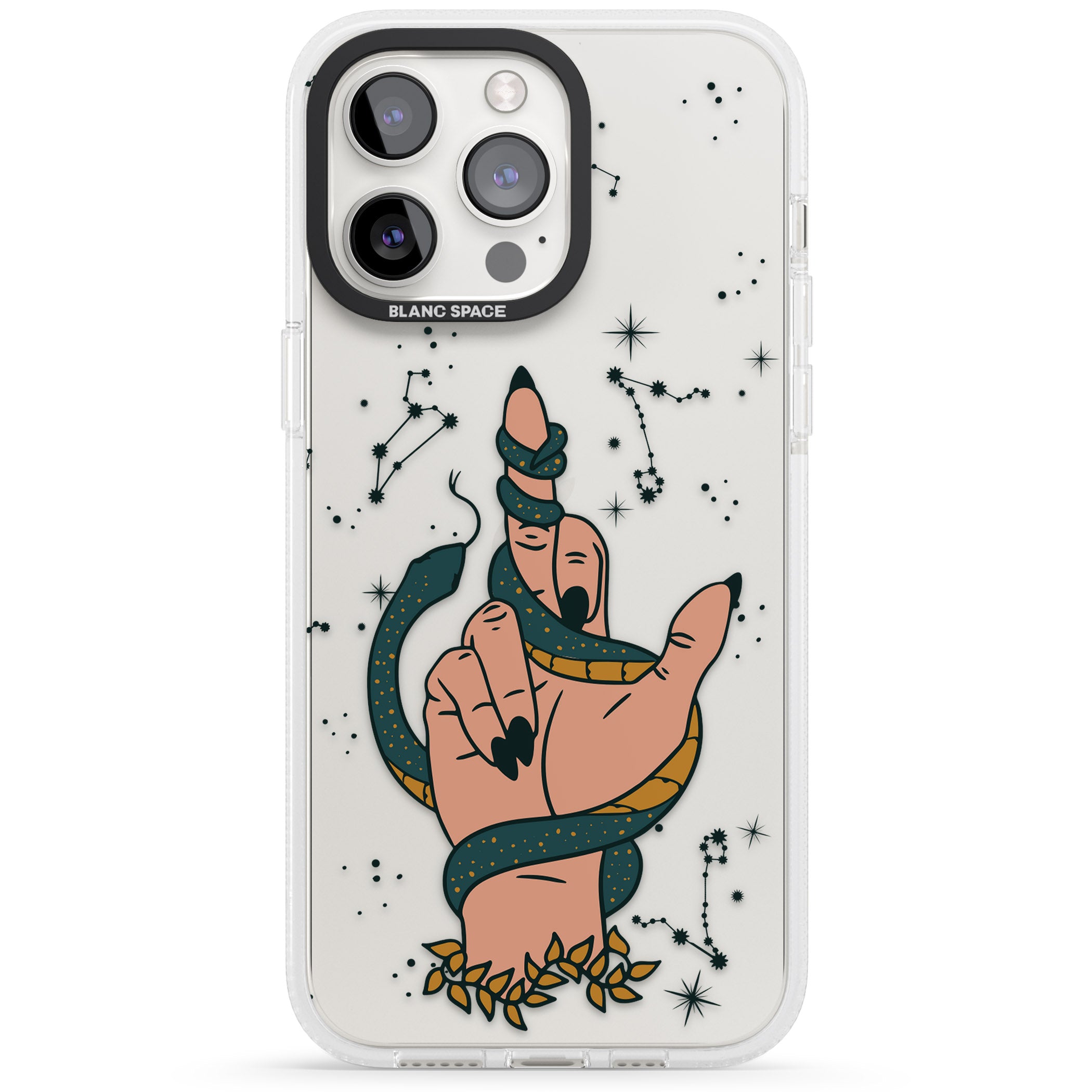 Snakes, Stars and Cynicism iPhone 15 Pro Max / 15 Pro / 14 Pro Max / 14 Pro / 13 Pro Clear Case Impact Air - Blanc Space