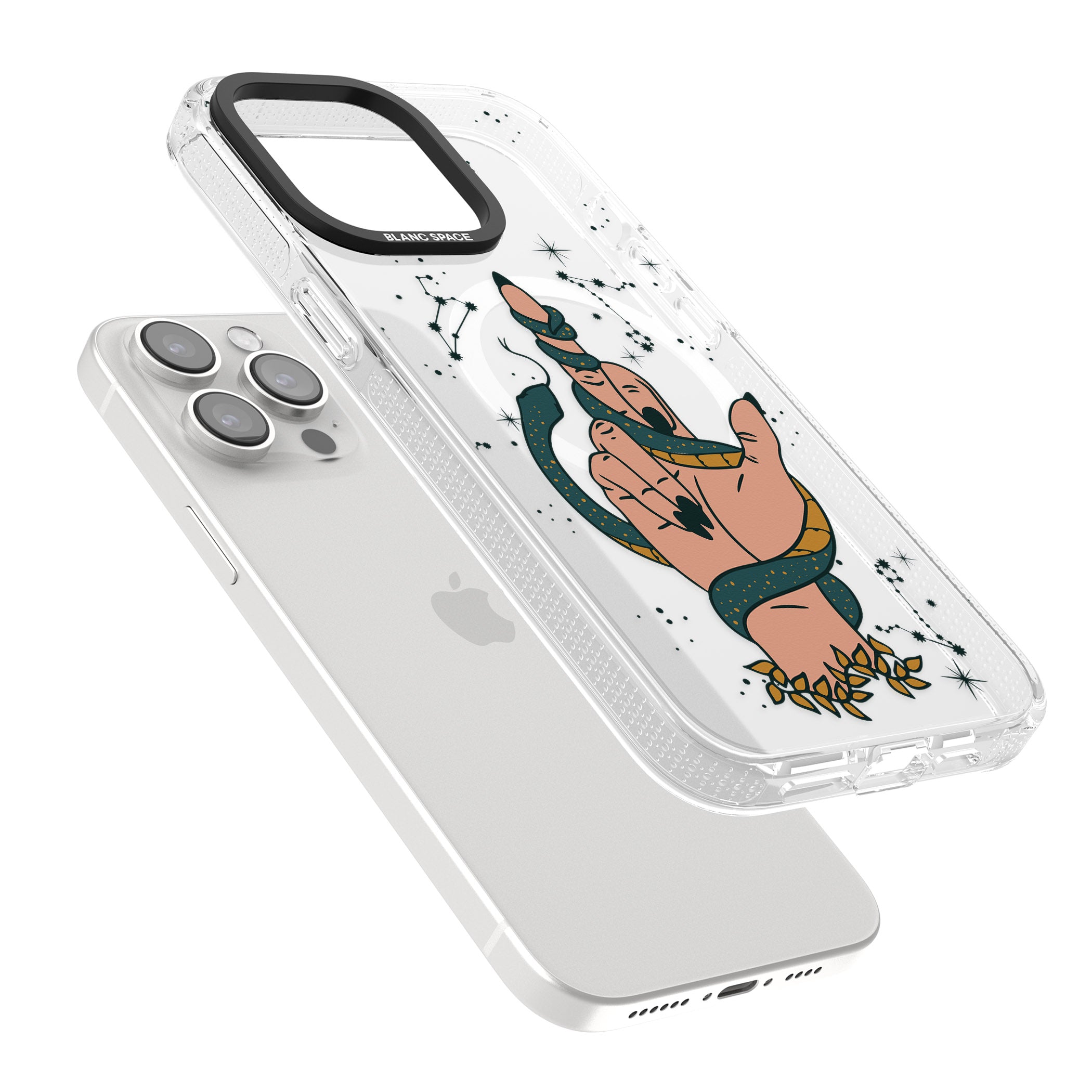 Snakes, Stars and Cynicism iPhone 15 Pro Max / 15 Pro / 14 Pro Max / 14 Pro / 13 Pro Clear Case Impact Air - Blanc Space