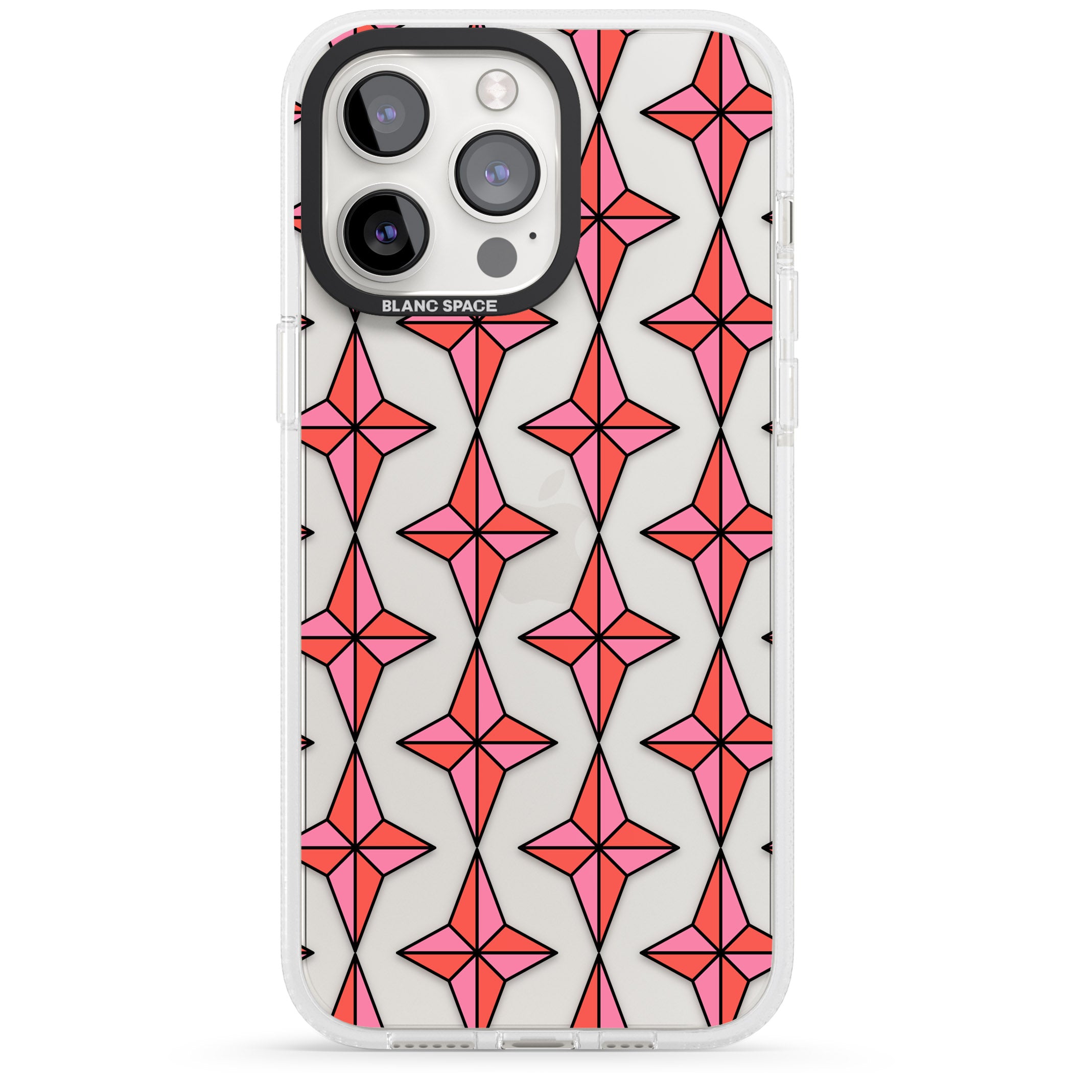 Rose Stars Pattern (Clear) iPhone 15 Pro Max / 15 Pro / 14 Pro Max / 14 Pro / 13 Pro Clear Case Impact Air - Blanc Space