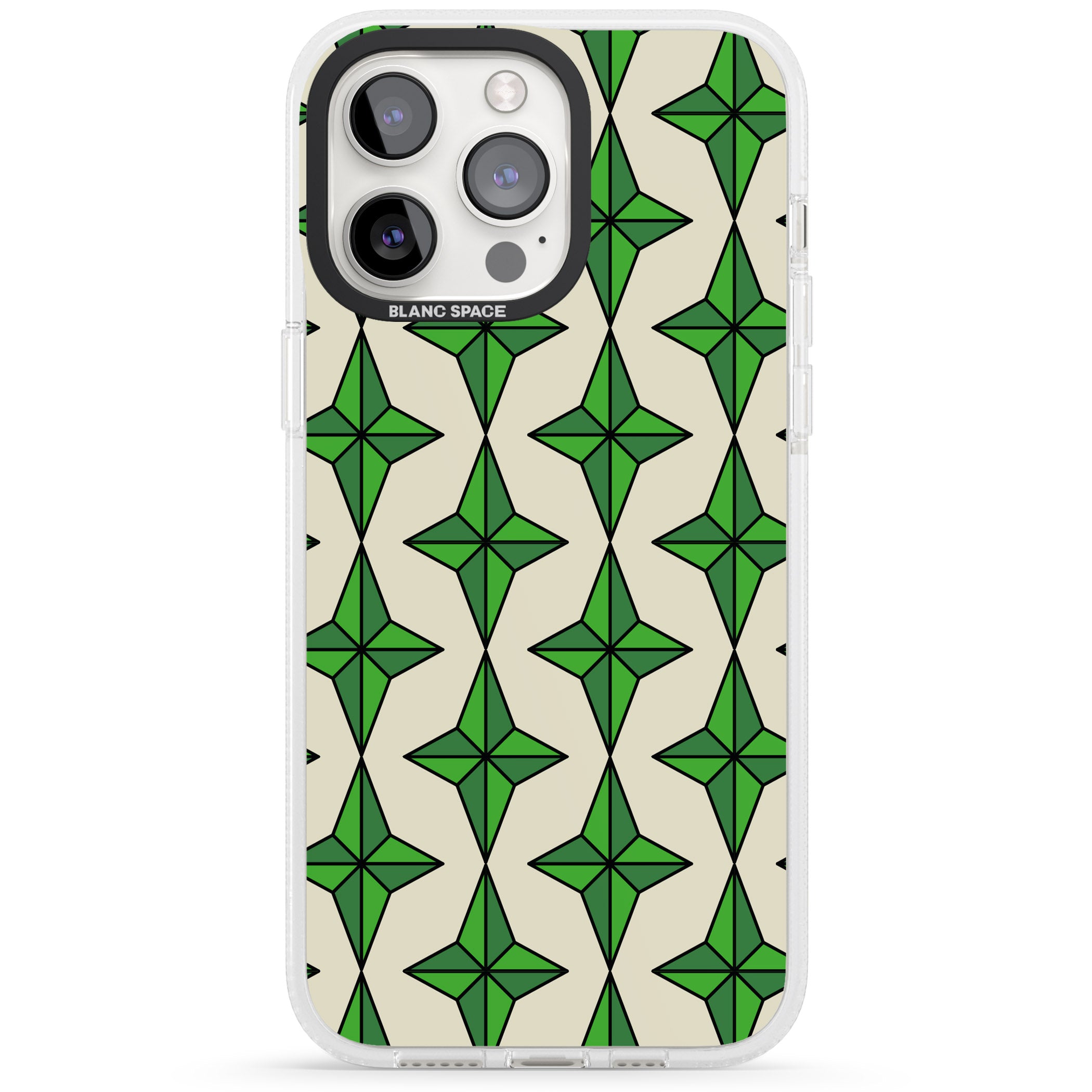 Emerald Stars Pattern iPhone 15 Pro Max / 15 Pro / 14 Pro Max / 14 Pro / 13 Pro Clear Case Impact Air - Blanc Space