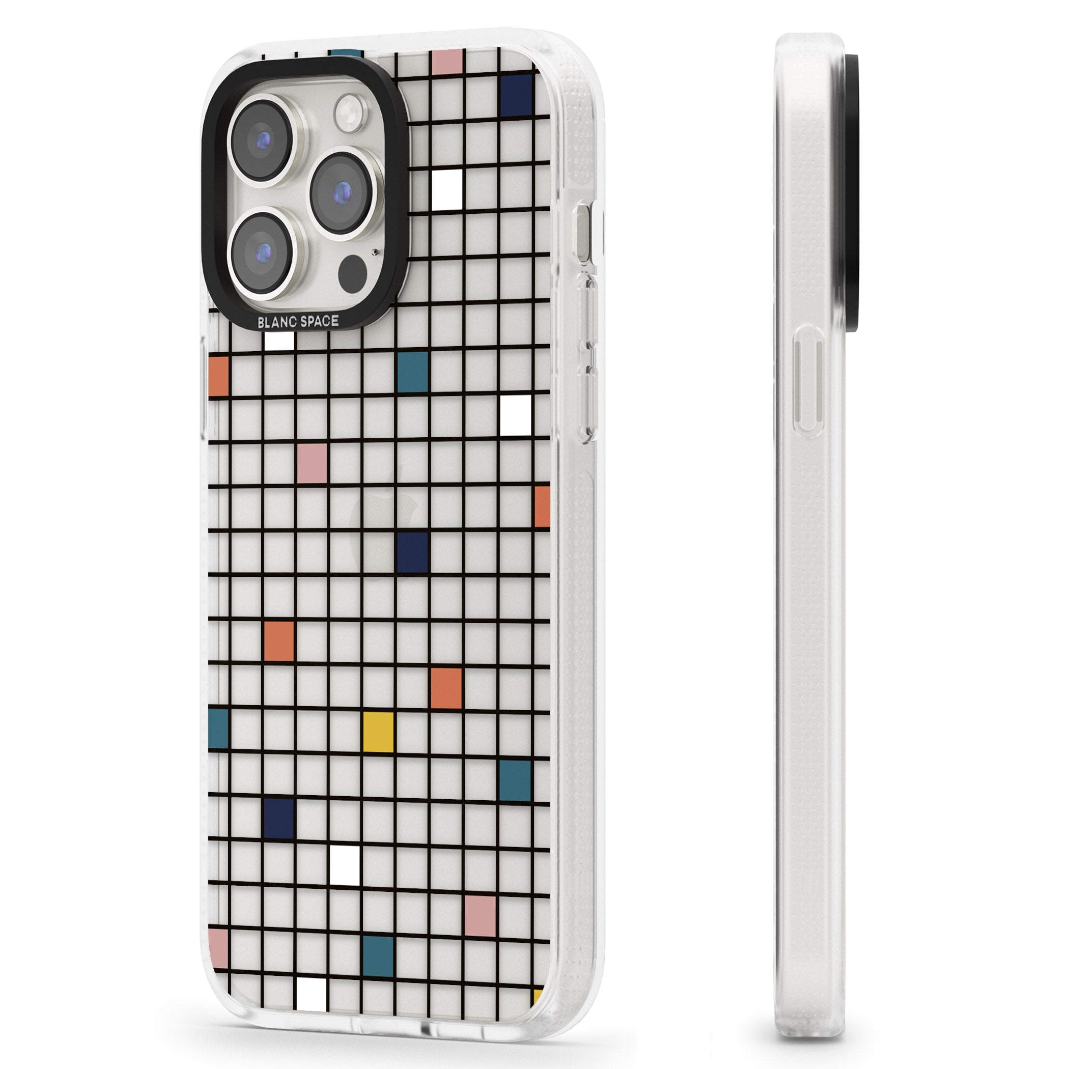 Earthtone Clear Geometric Grid iPhone 15 Pro Max / 15 Pro / 14 Pro Max / 14 Pro / 13 Pro Clear Case Impact Air - Blanc Space