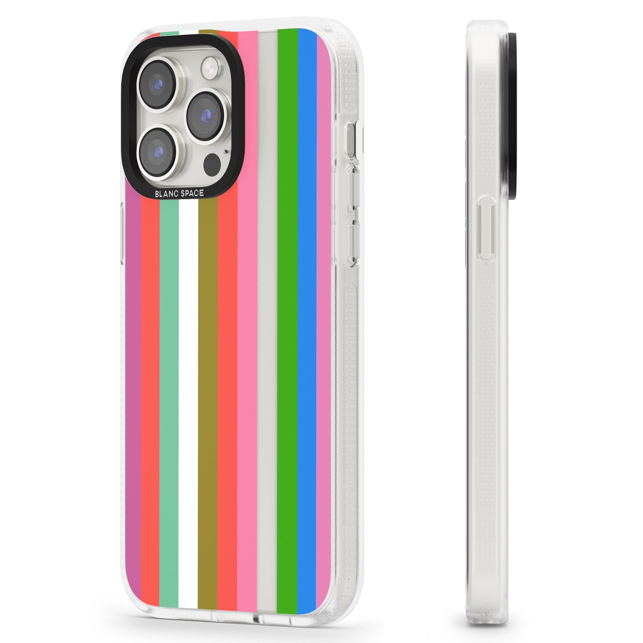 Vibrant Stripes iPhone 15 Pro Max / 15 Pro / 14 Pro Max / 14 Pro / 13 Pro Clear Case Impact Air - Blanc Space