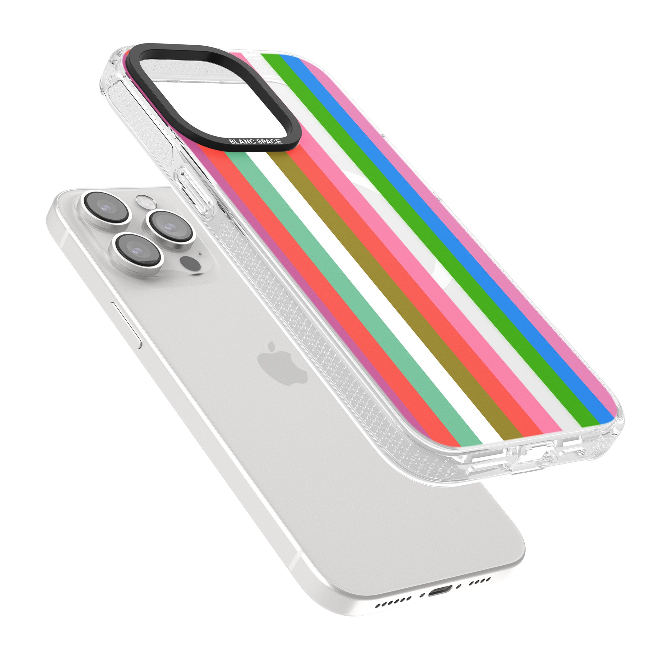 Vibrant Stripes iPhone 15 Pro Max / 15 Pro / 14 Pro Max / 14 Pro / 13 Pro Clear Case Impact Air - Blanc Space