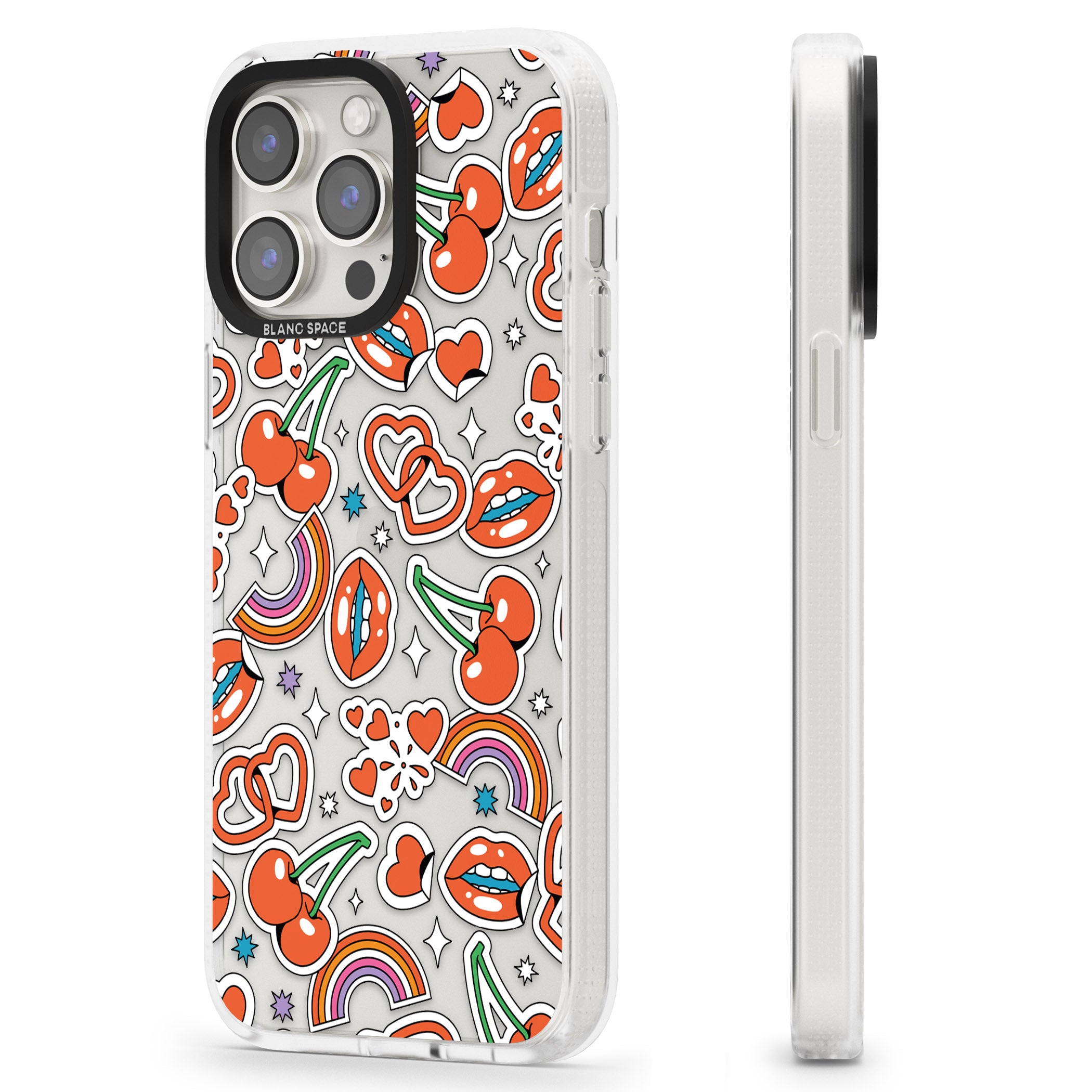 Red Sticker Pop iPhone 15 Pro Max / 15 Pro / 14 Pro Max / 14 Pro / 13 Pro Clear Case Impact Air - Blanc Space