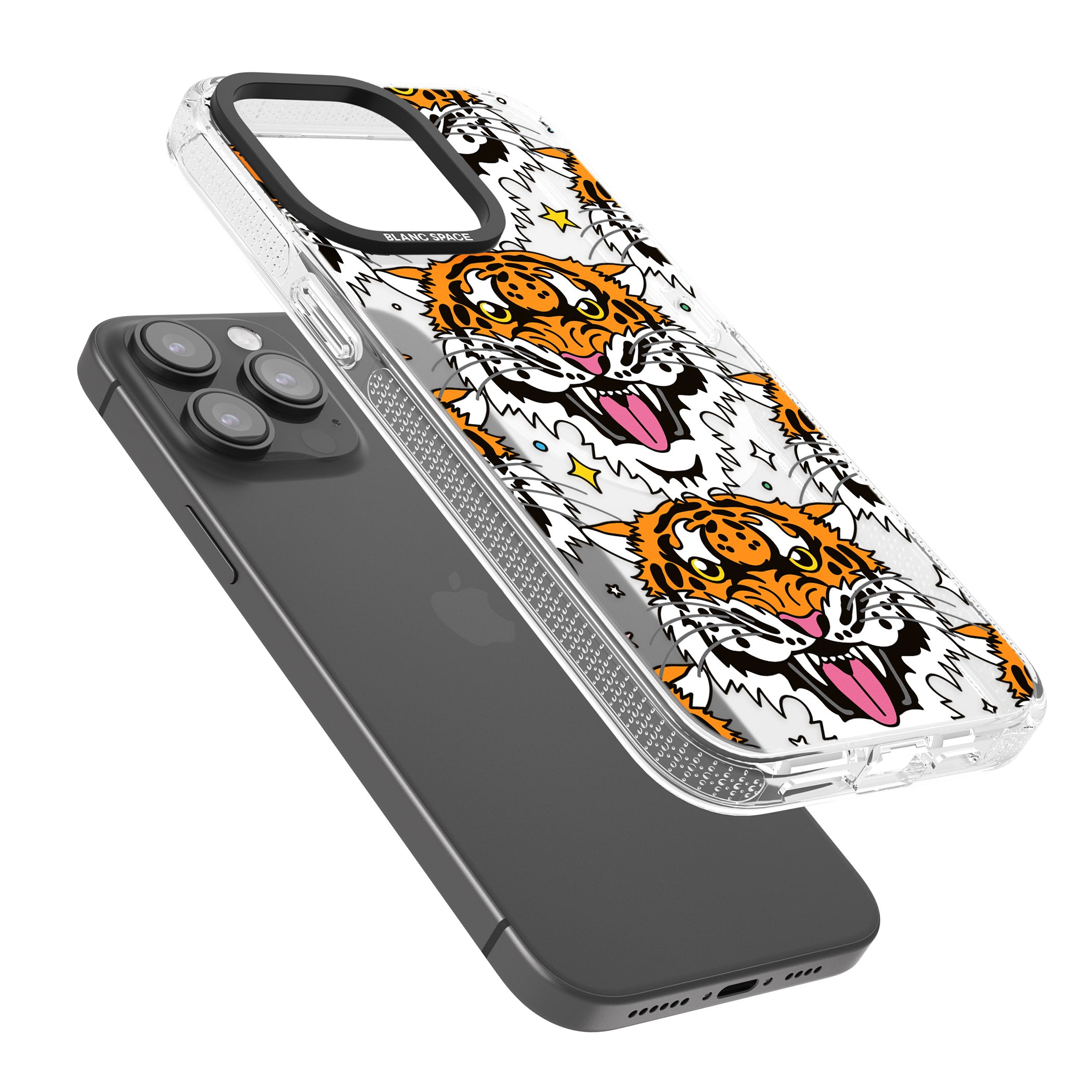 Fierce Jungle Tigers iPhone 15 Pro Max / 15 Pro / 14 Pro Max / 14 Pro / 13 Pro Clear Case Impact Air - Blanc Space
