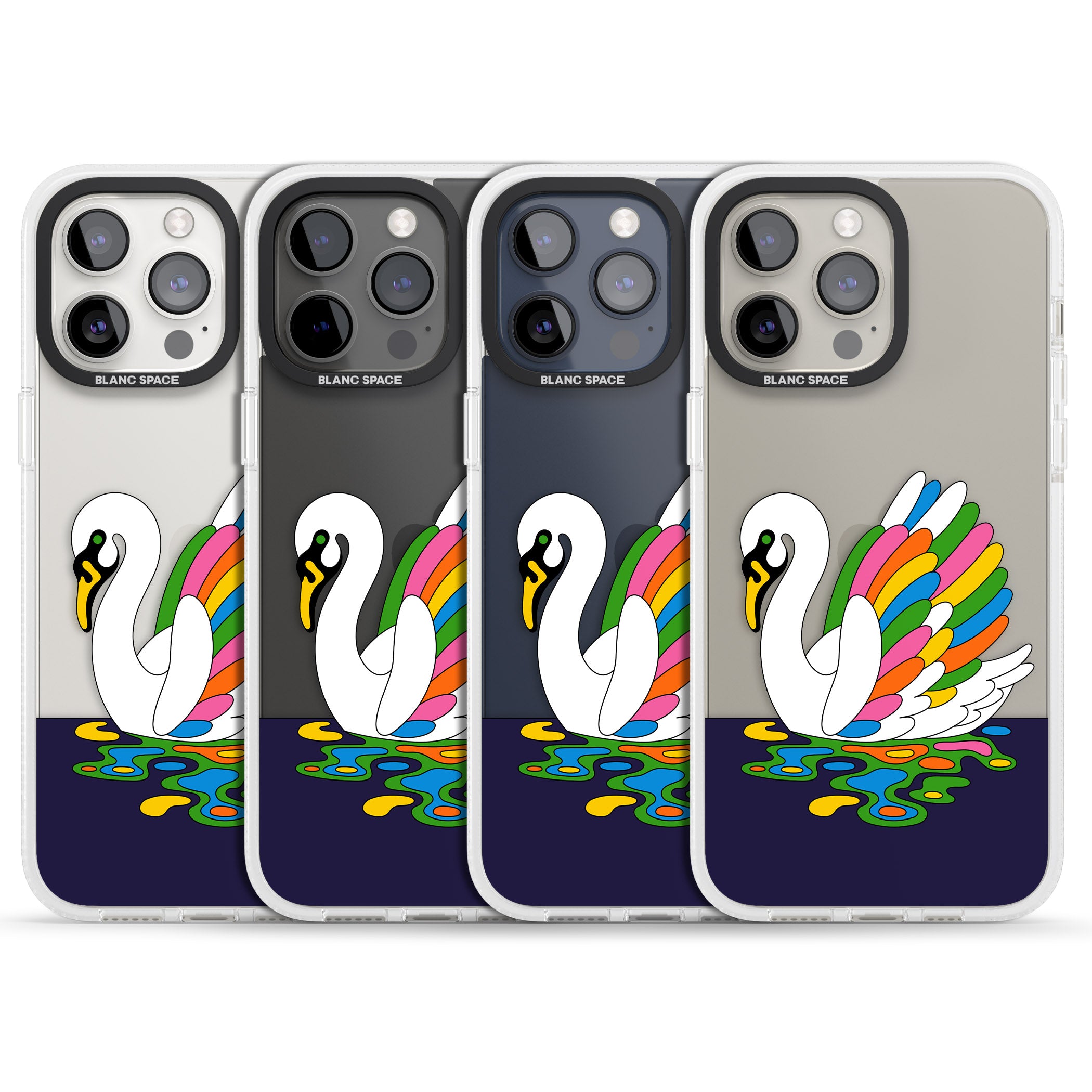 Serene Swan iPhone 15 Pro Max / 15 Pro / 14 Pro Max / 14 Pro / 13 Pro Clear Case Impact Air - Blanc Space