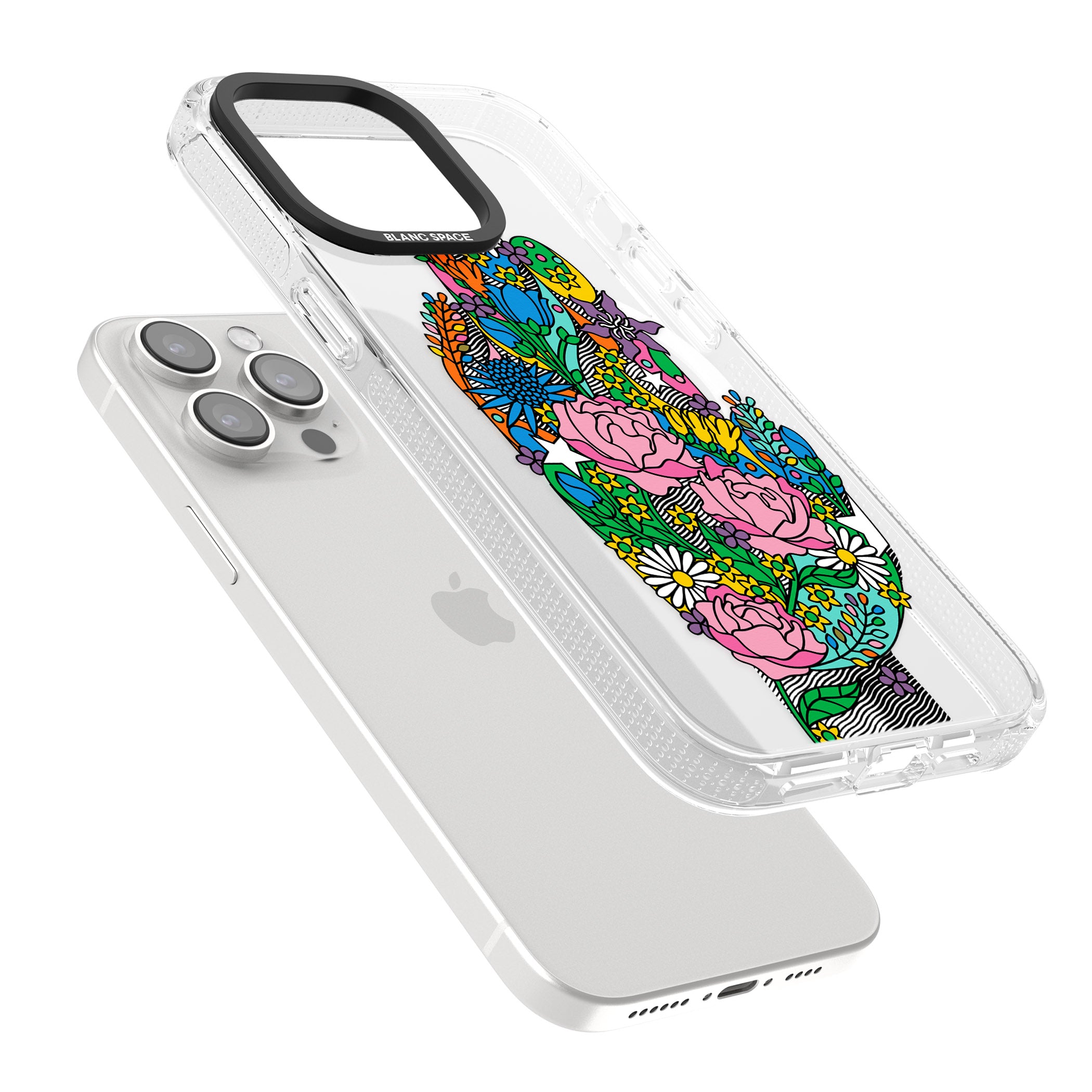 Garden Touch iPhone 15 Pro Max / 15 Pro / 14 Pro Max / 14 Pro / 13 Pro Clear Case Impact Air - Blanc Space