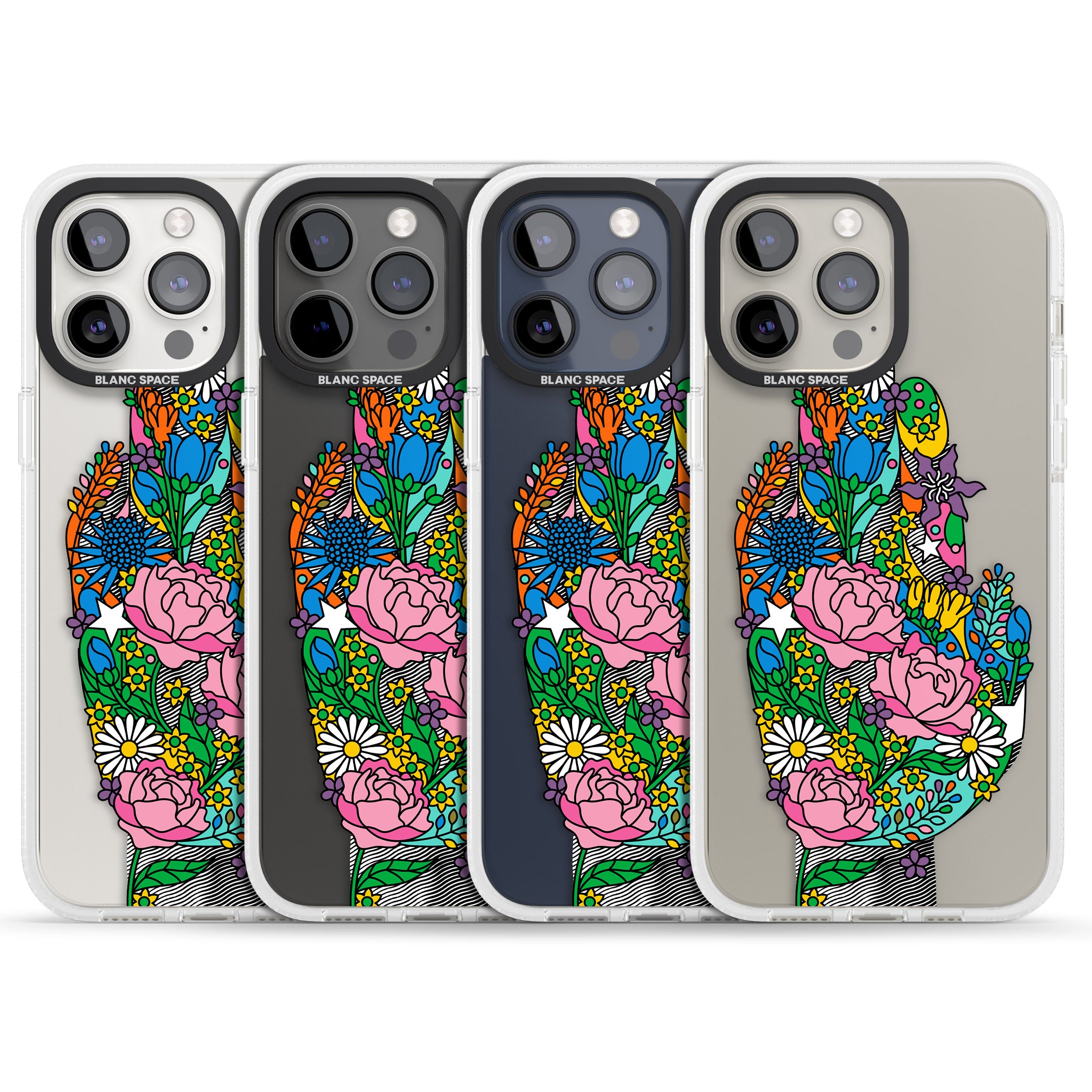 Garden Touch iPhone 15 Pro Max / 15 Pro / 14 Pro Max / 14 Pro / 13 Pro Clear Case Impact Air - Blanc Space