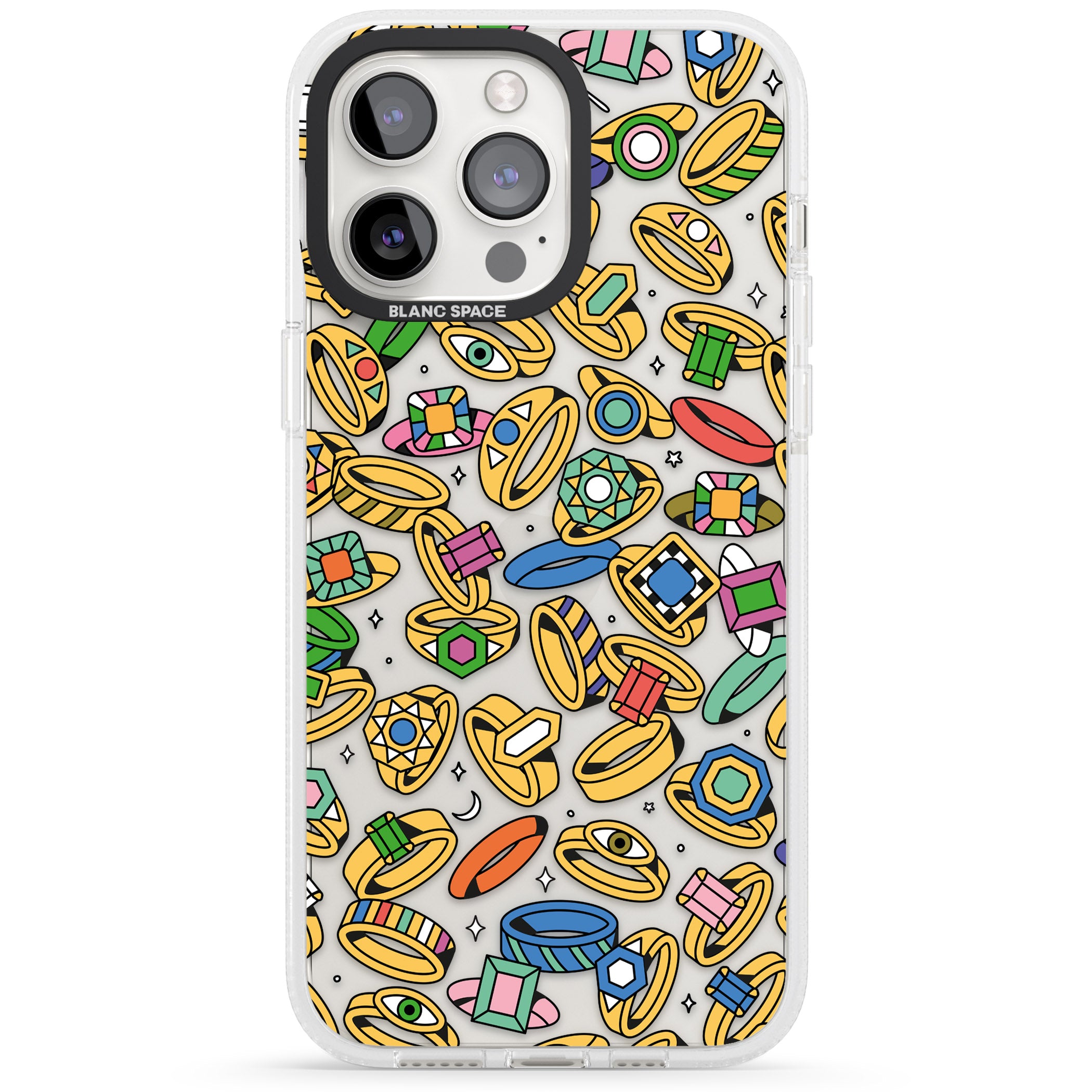 Gemstone Glitz iPhone 15 Pro Max / 15 Pro / 14 Pro Max / 14 Pro / 13 Pro Clear Case Impact Air - Blanc Space