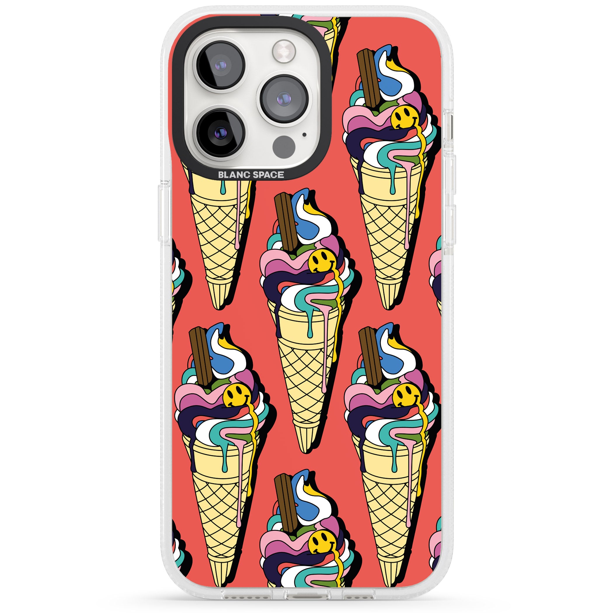 Trip & Drip Ice Cream (Red) iPhone 15 Pro Max / 15 Pro / 14 Pro Max / 14 Pro / 13 Pro Clear Case Impact Air - Blanc Space