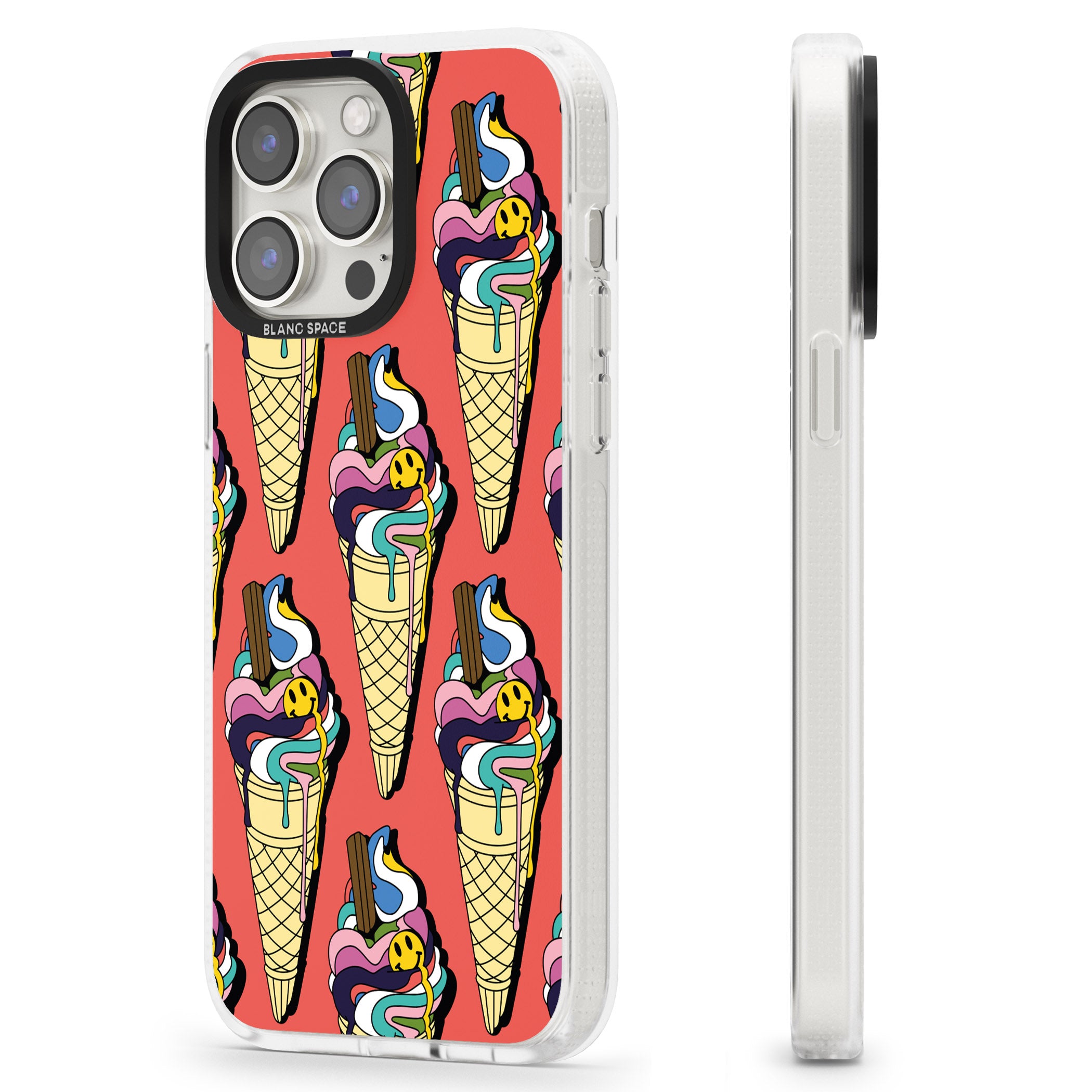 Trip & Drip Ice Cream (Red) iPhone 15 Pro Max / 15 Pro / 14 Pro Max / 14 Pro / 13 Pro Clear Case Impact Air - Blanc Space