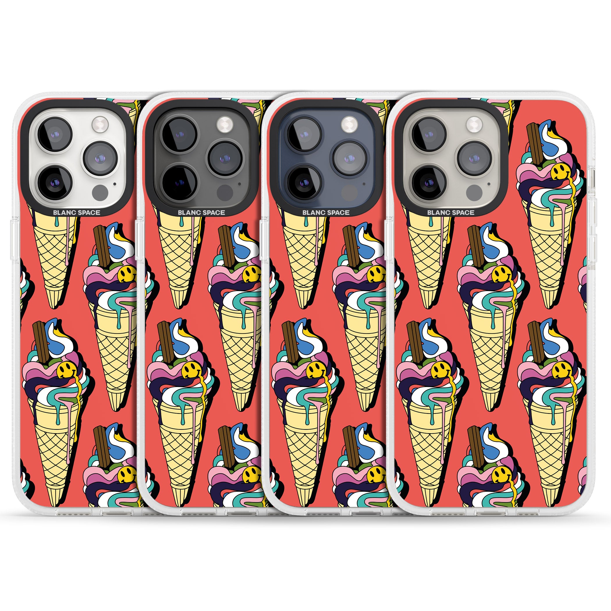 Trip & Drip Ice Cream (Red) iPhone 15 Pro Max / 15 Pro / 14 Pro Max / 14 Pro / 13 Pro Clear Case Impact Air - Blanc Space
