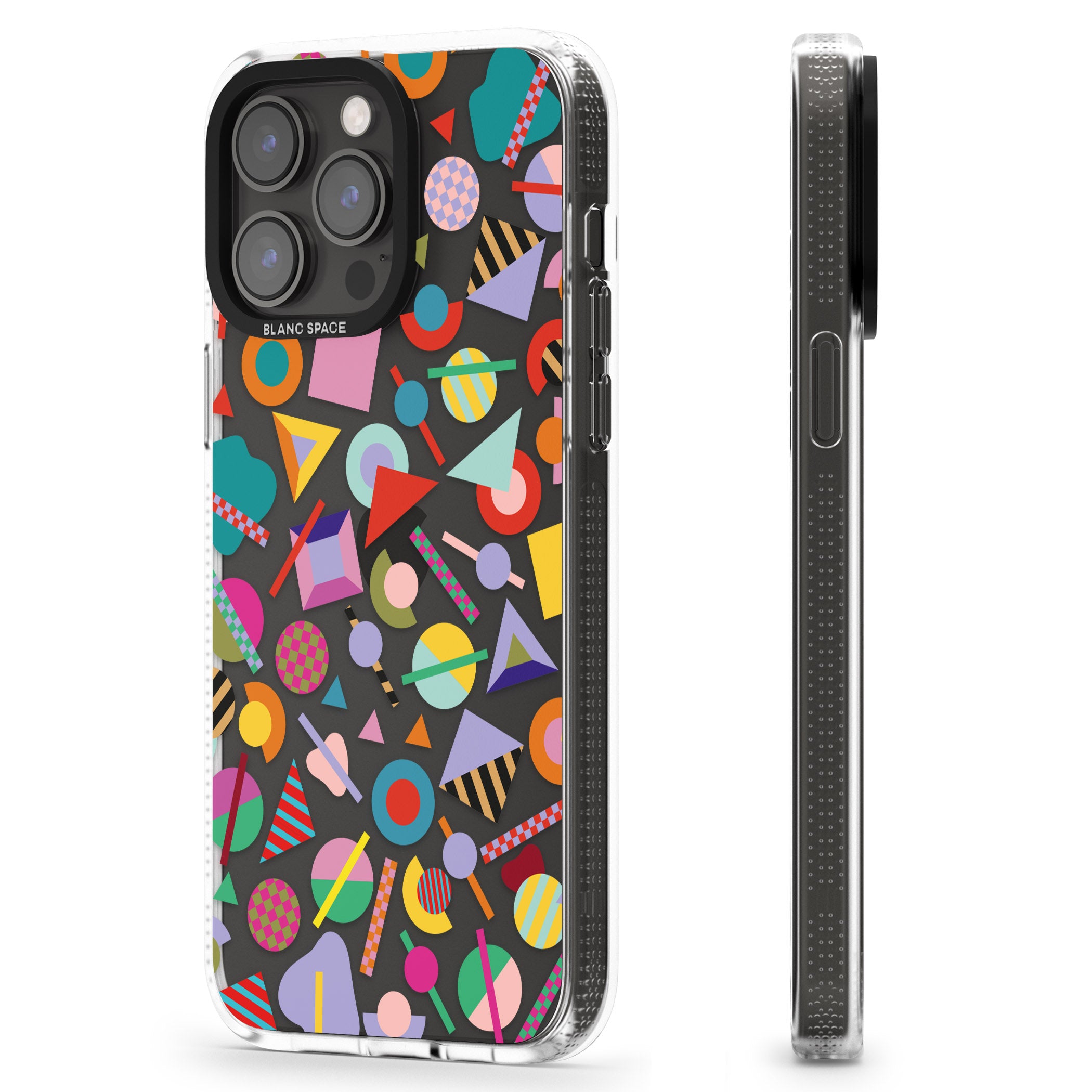 Retro Carnival Shapes iPhone 15 Pro Max / 15 Pro / 14 Pro Max / 14 Pro / 13 Pro Clear Case Impact Air - Blanc Space