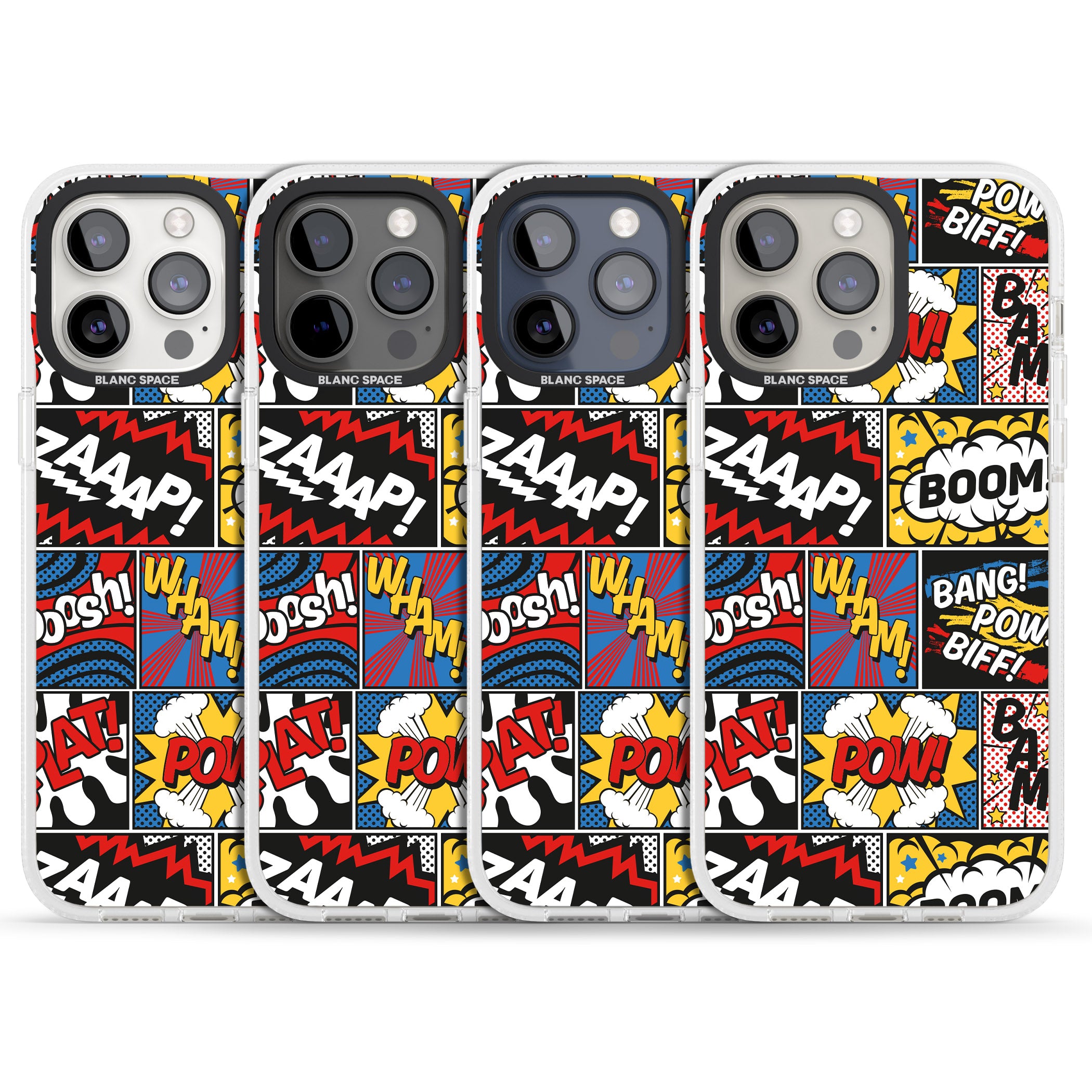 Onomatopoeia iPhone 15 Pro Max / 15 Pro / 14 Pro Max / 14 Pro / 13 Pro Clear Case Impact Air - Blanc Space