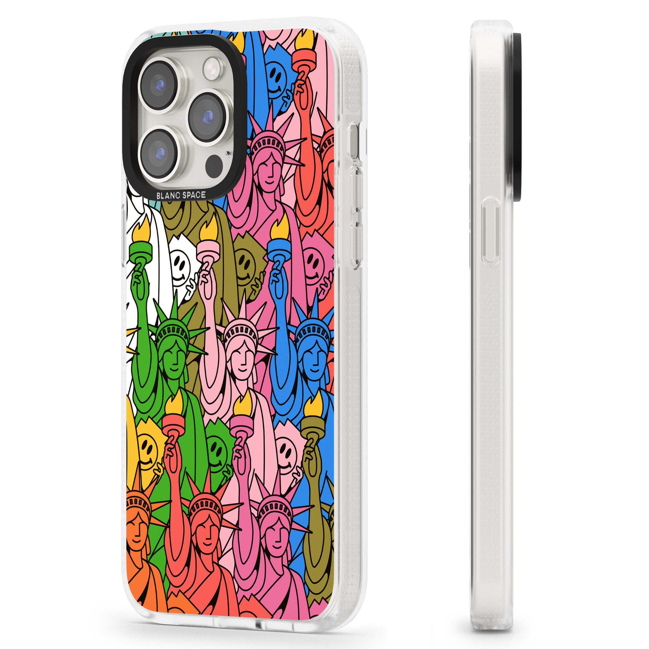 Multicolour Liberty Pattern iPhone 15 Pro Max / 15 Pro / 14 Pro Max / 14 Pro / 13 Pro Clear Case Impact Air - Blanc Space