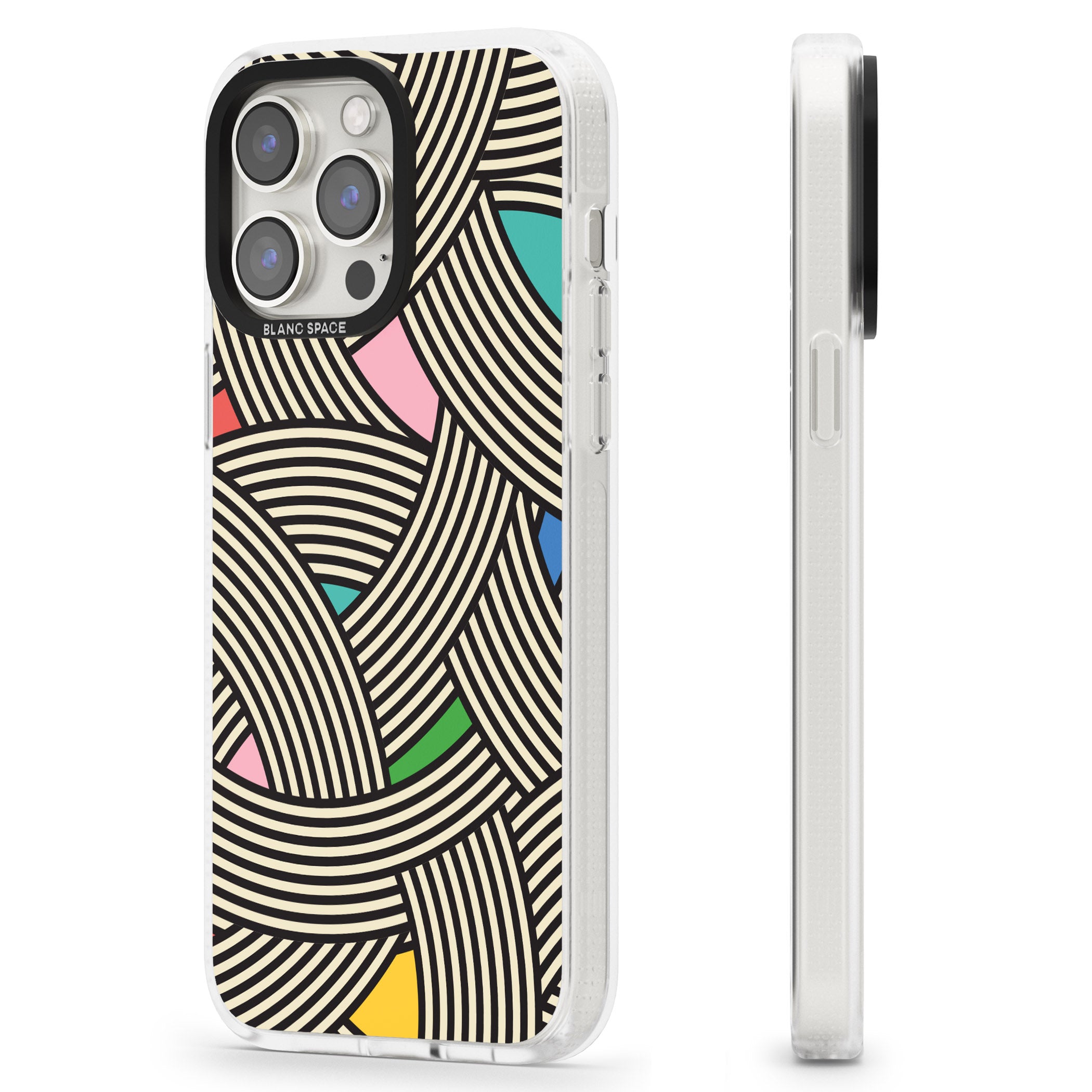 Multicolour Optic Waves iPhone 15 Pro Max / 15 Pro / 14 Pro Max / 14 Pro / 13 Pro Clear Case Impact Air - Blanc Space