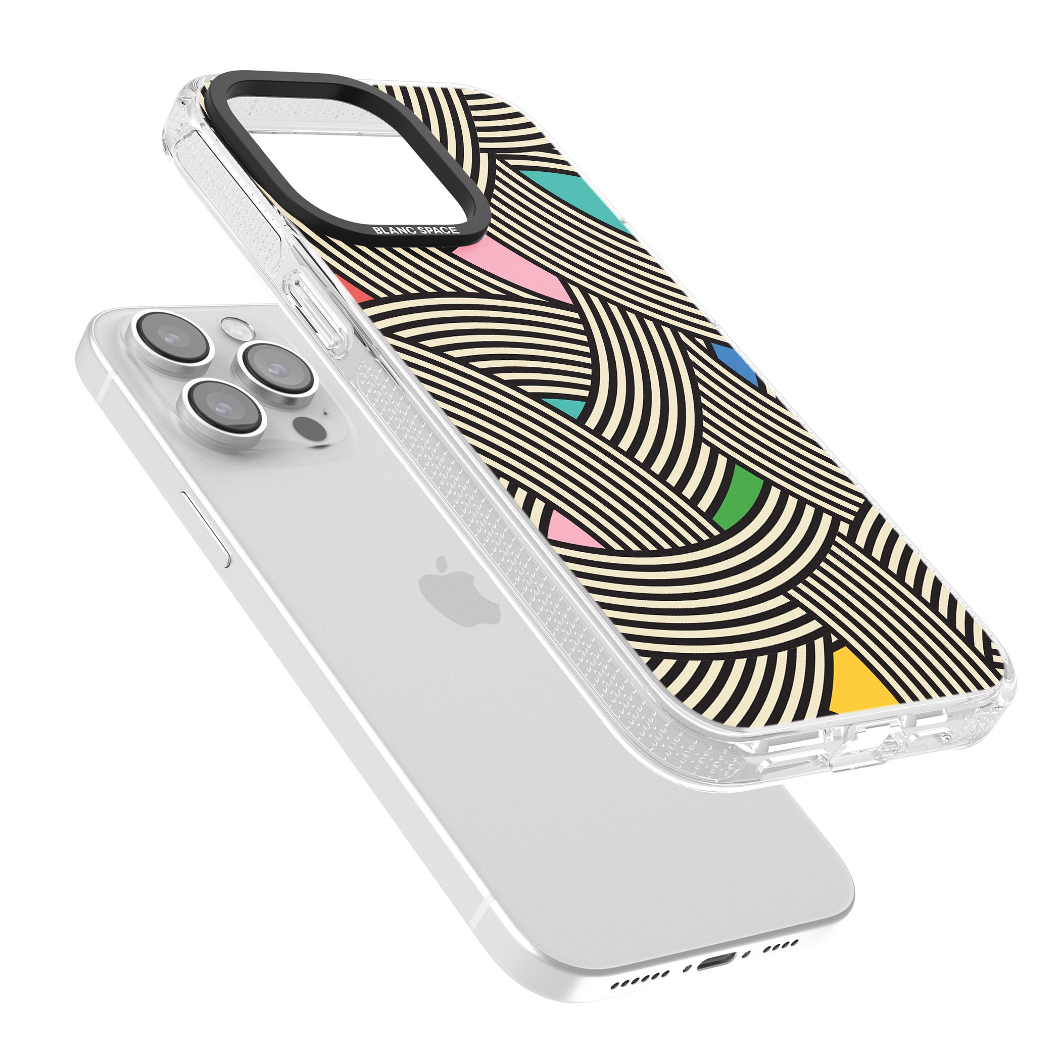 Multicolour Optic Waves iPhone 15 Pro Max / 15 Pro / 14 Pro Max / 14 Pro / 13 Pro Clear Case Impact Air - Blanc Space