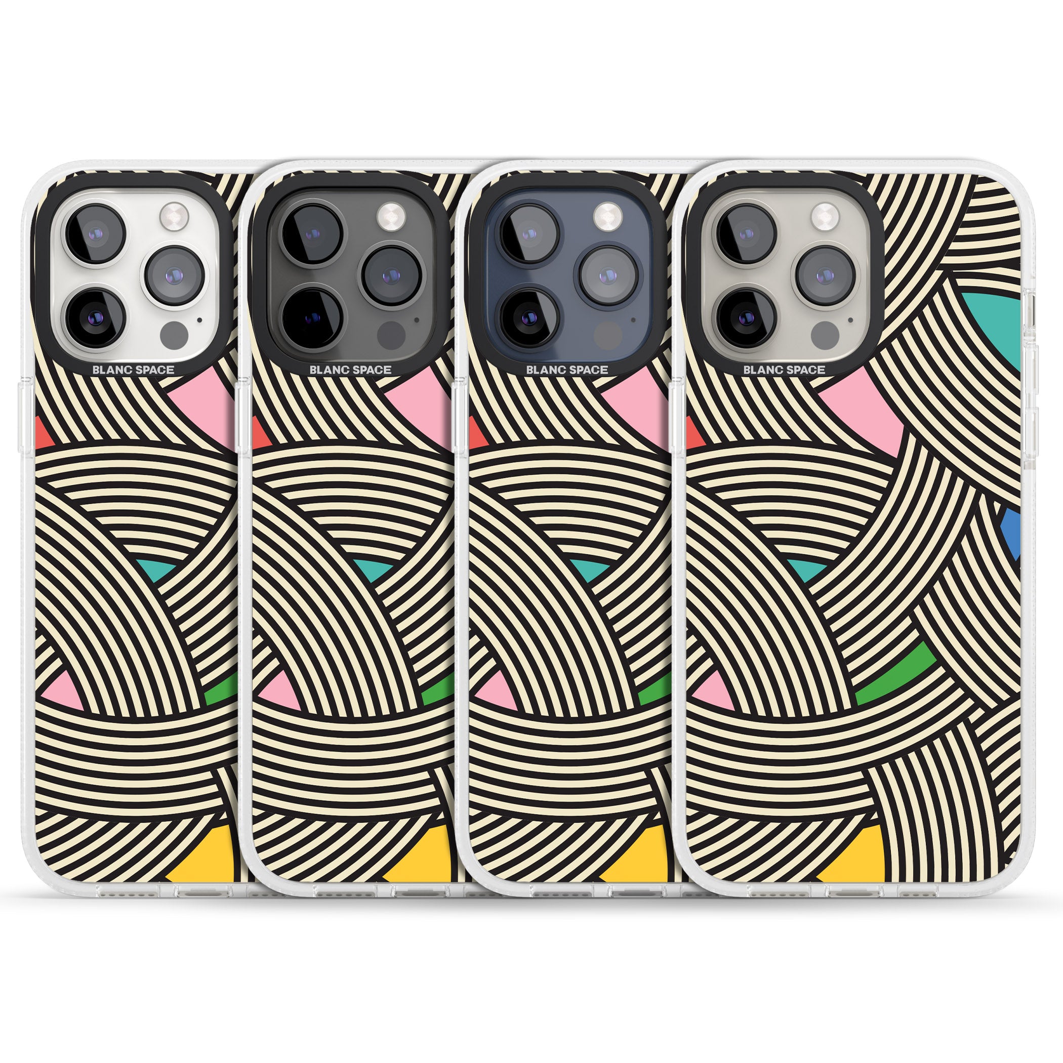 Multicolour Optic Waves iPhone 15 Pro Max / 15 Pro / 14 Pro Max / 14 Pro / 13 Pro Clear Case Impact Air - Blanc Space