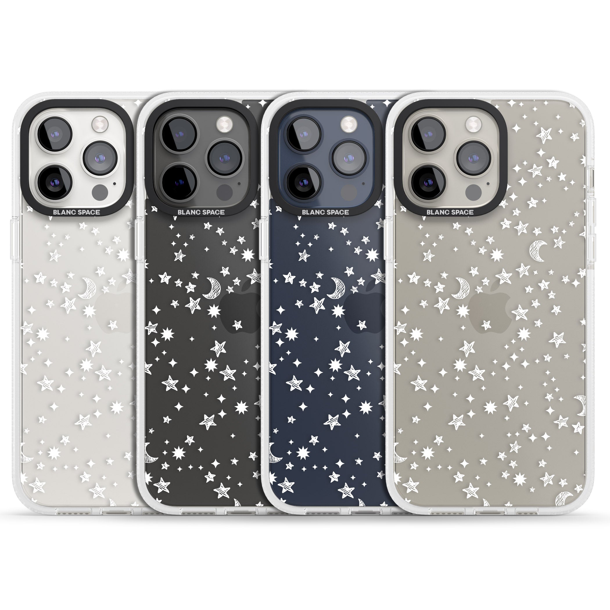 White Cosmic Galaxy Pattern iPhone 15 Pro Max / 15 Pro / 14 Pro Max / 14 Pro / 13 Pro Clear Case Impact Air - Blanc Space