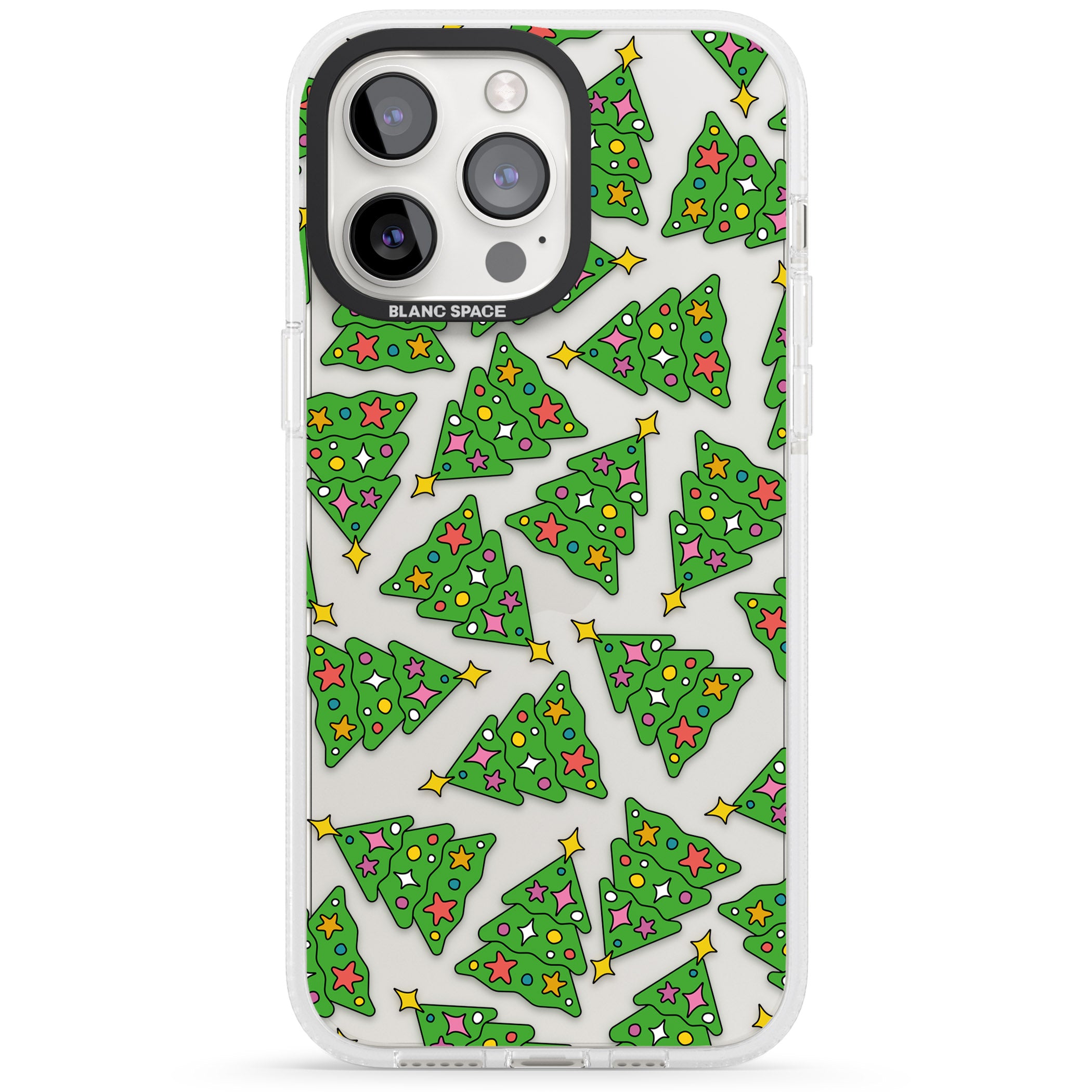 Christmas Tree Pattern iPhone 15 Pro Max / 15 Pro / 14 Pro Max / 14 Pro / 13 Pro Clear Case Impact Air - Blanc Space