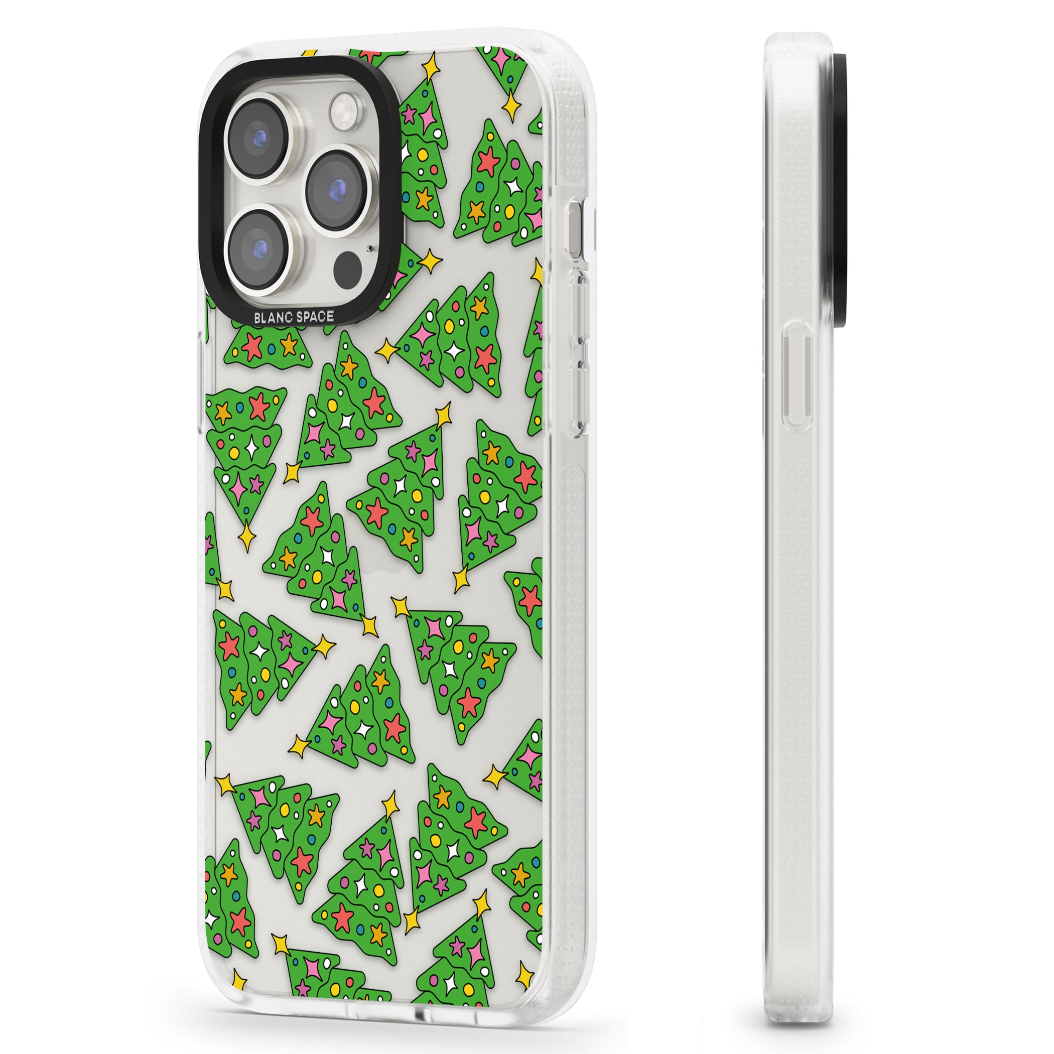 Christmas Tree Pattern iPhone 15 Pro Max / 15 Pro / 14 Pro Max / 14 Pro / 13 Pro Clear Case Impact Air - Blanc Space