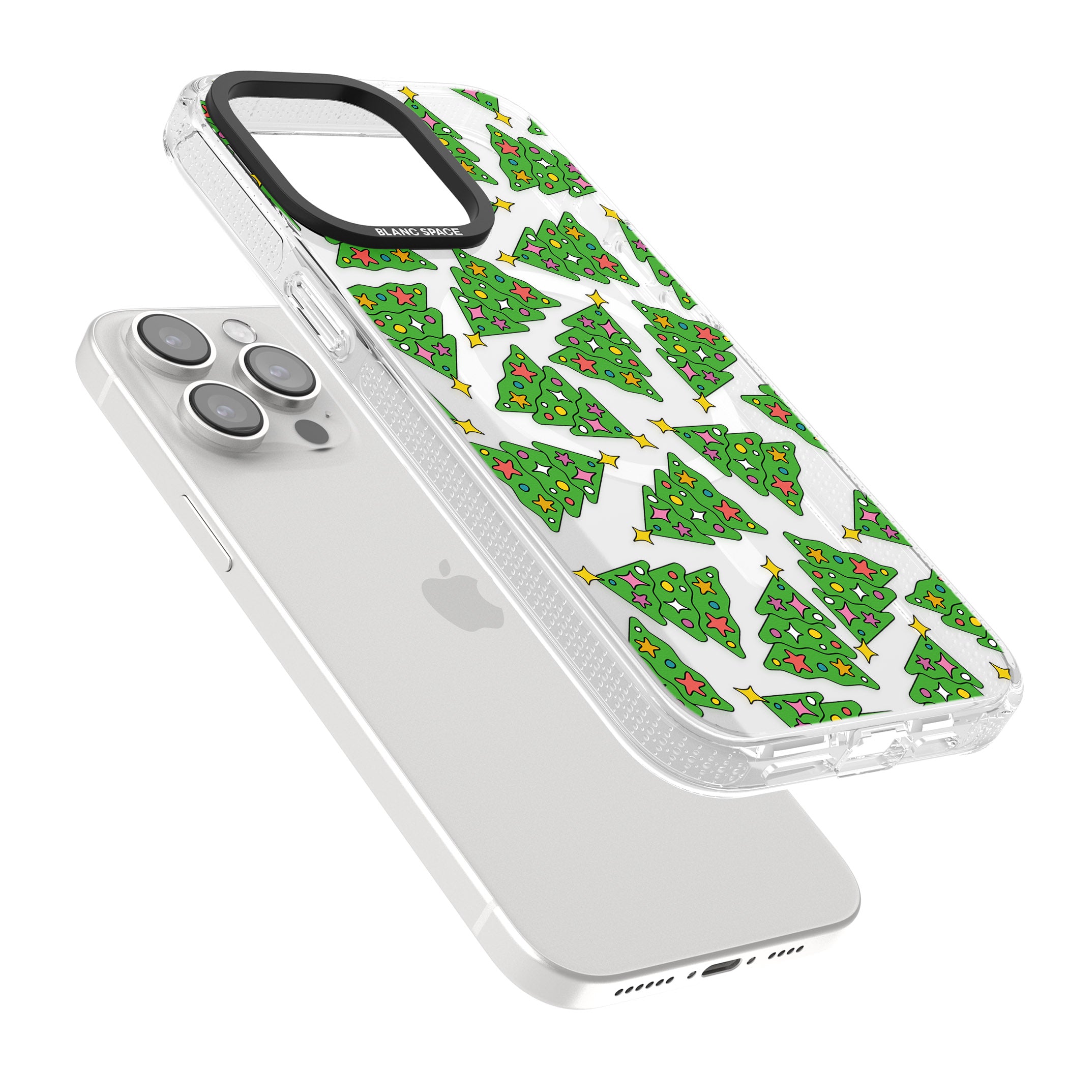 Christmas Tree Pattern iPhone 15 Pro Max / 15 Pro / 14 Pro Max / 14 Pro / 13 Pro Clear Case Impact Air - Blanc Space