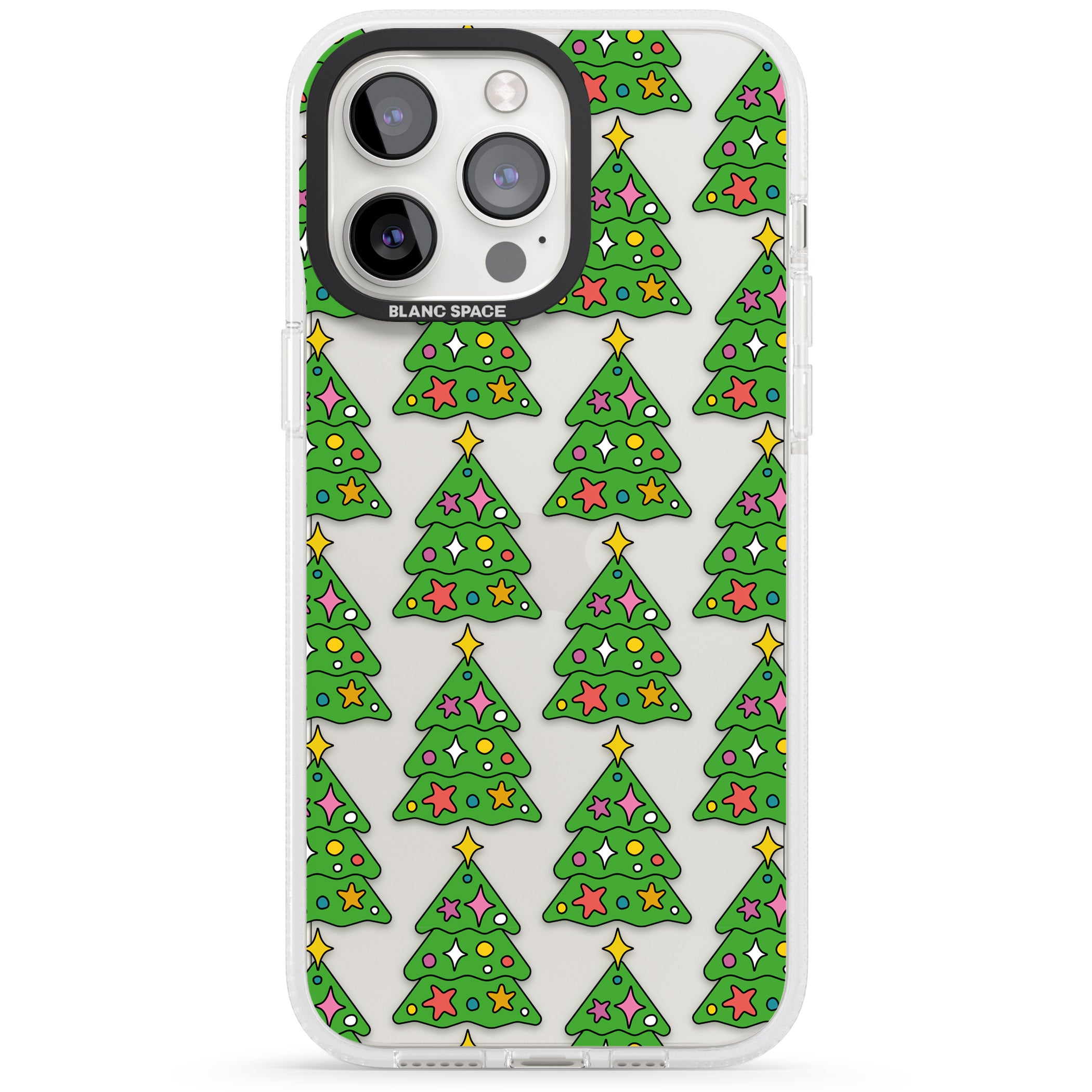 Christmas Tree Pattern (Clear) iPhone 15 Pro Max / 15 Pro / 14 Pro Max / 14 Pro / 13 Pro Clear Case Impact Air - Blanc Space