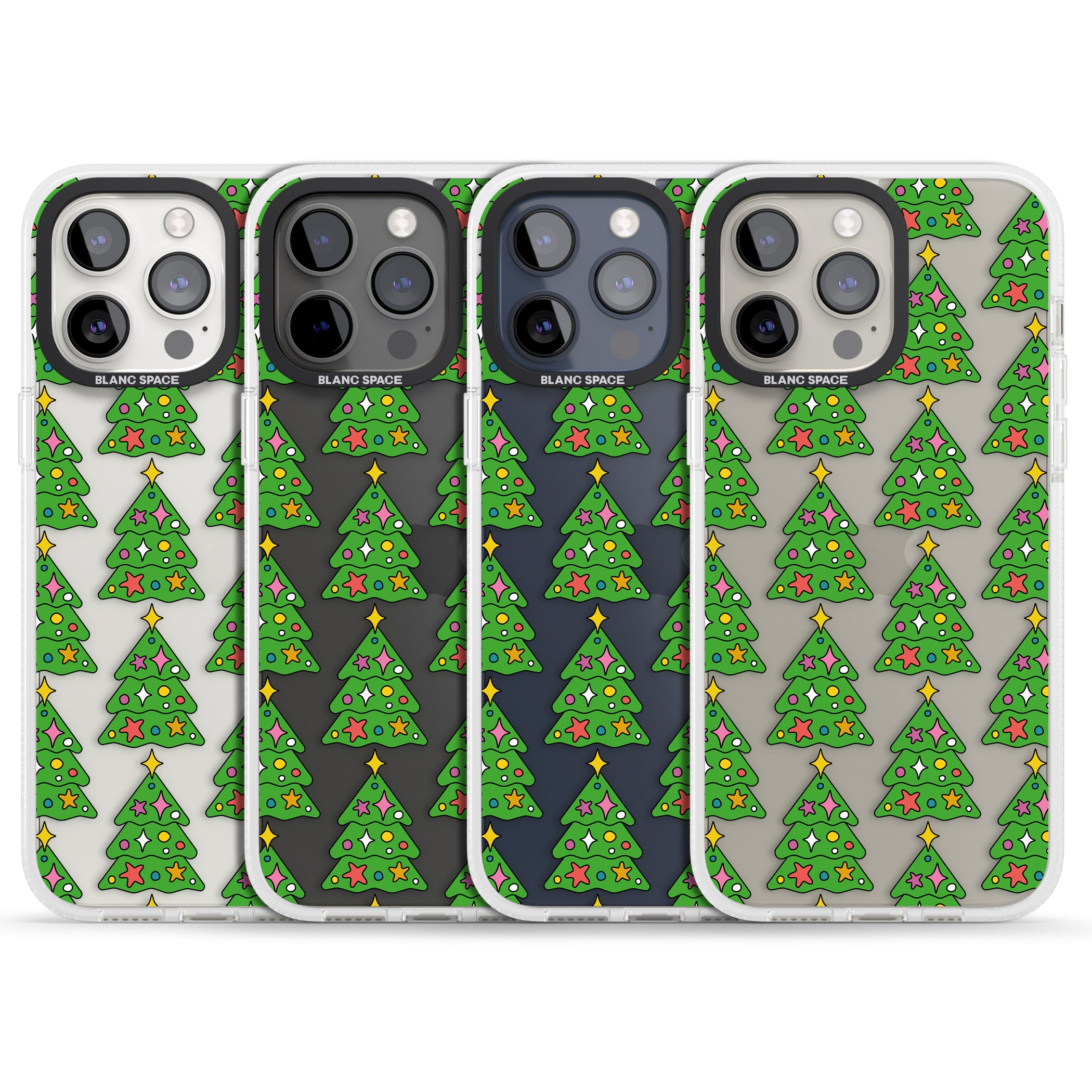 Christmas Tree Pattern (Clear) iPhone 15 Pro Max / 15 Pro / 14 Pro Max / 14 Pro / 13 Pro Clear Case Impact Air - Blanc Space