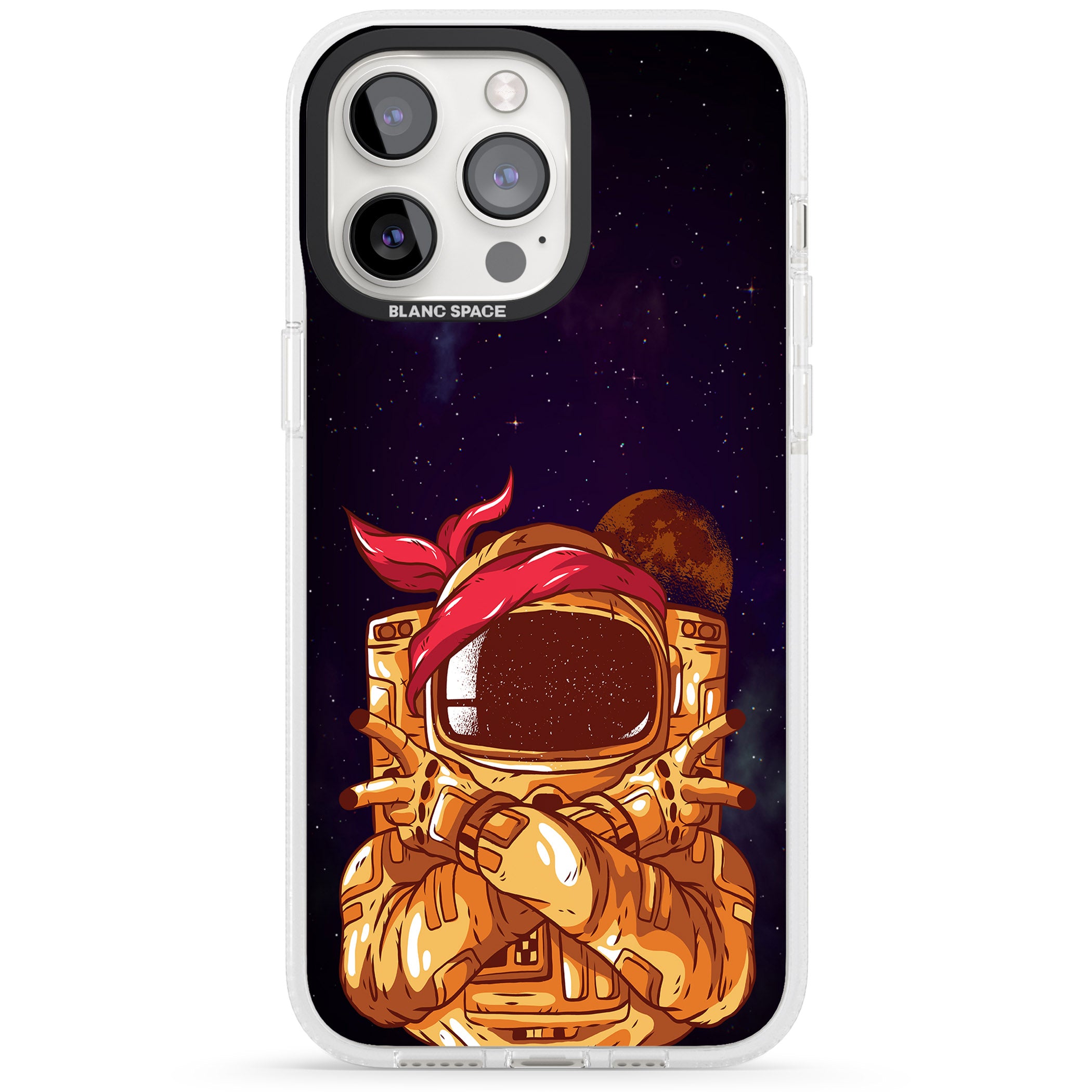 Space Gangster iPhone 15 Pro Max / 15 Pro / 14 Pro Max / 14 Pro / 13 Pro Clear Case Impact Air - Blanc Space